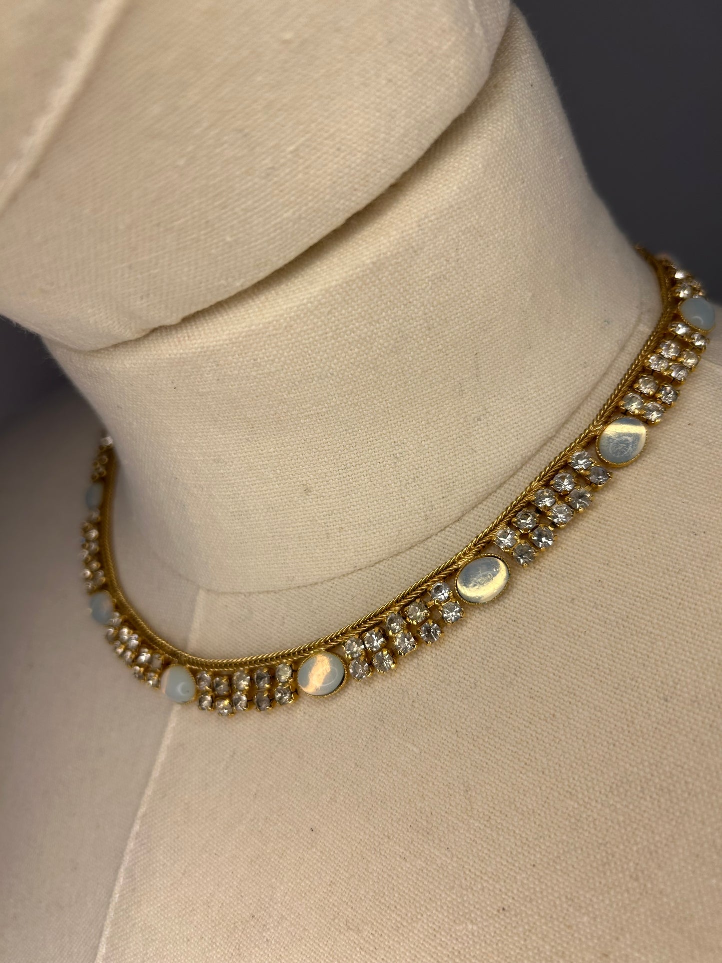 Gold Tone Faux Opal Necklace