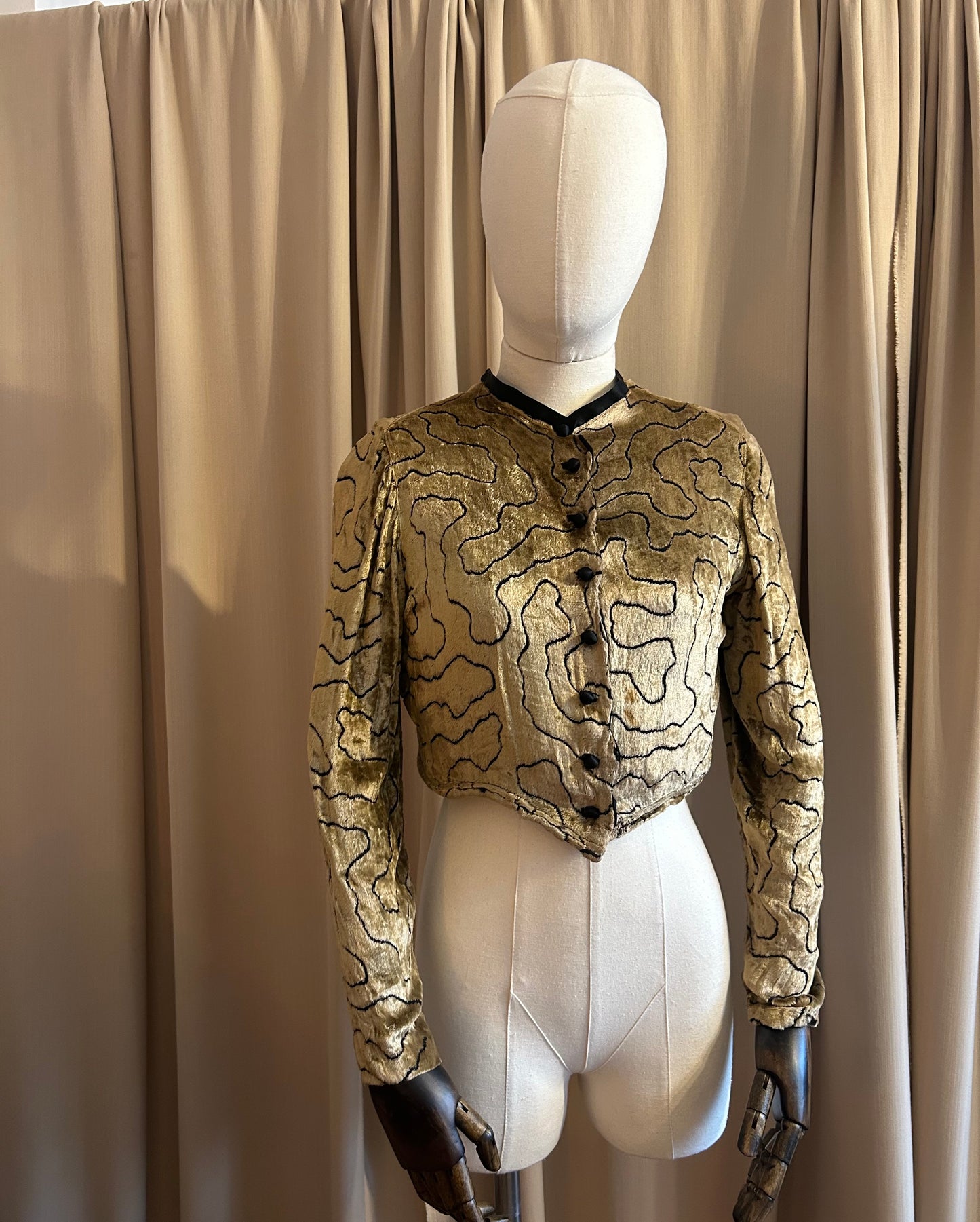 1920s Gold Silk Velvet Jacket