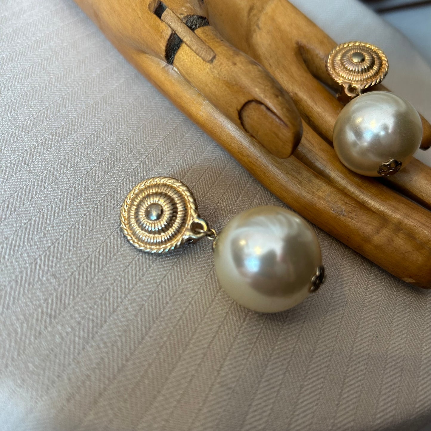 Large Faux Pearl Drop Clip Ons