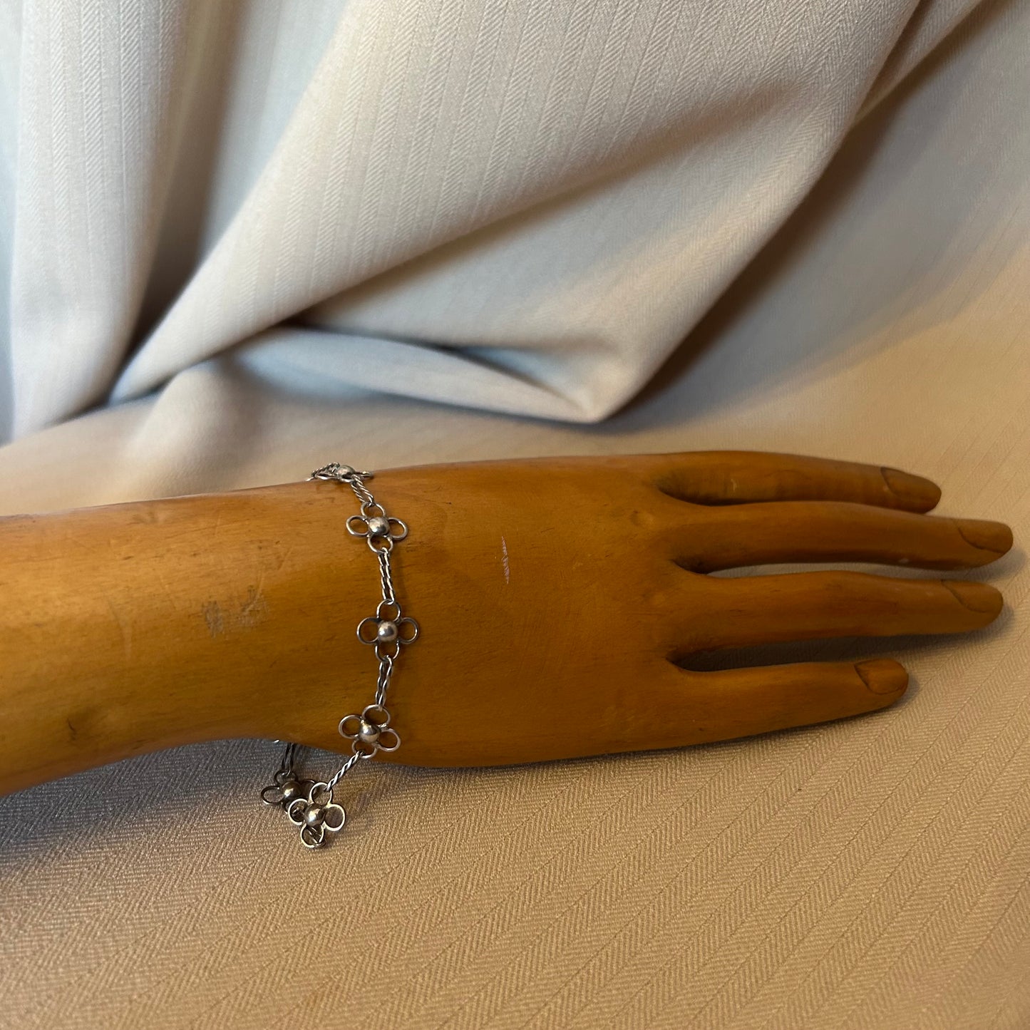 Sterling Silver Flower Chain Bracelet
