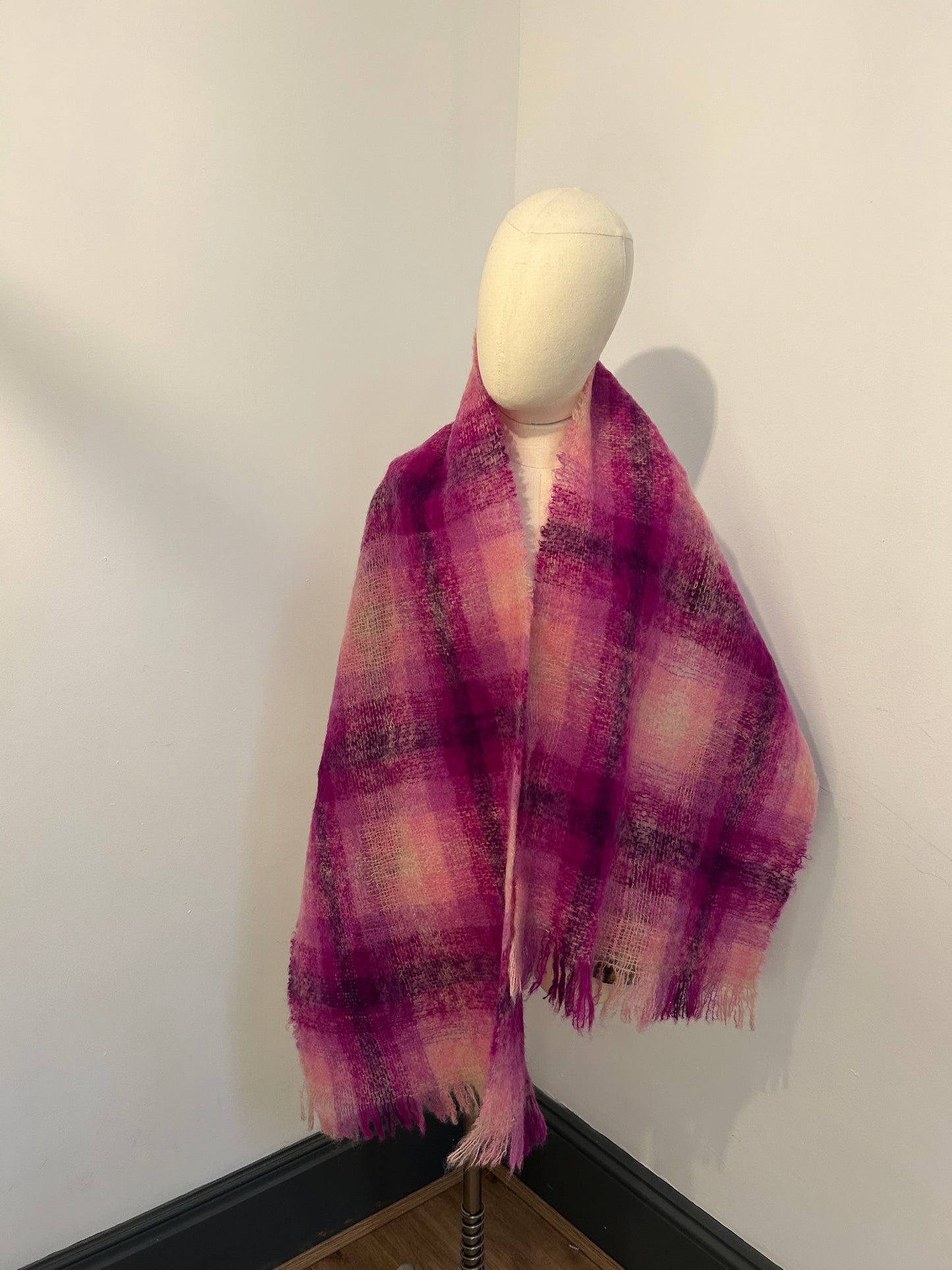 Purple Check Mohair Scarf