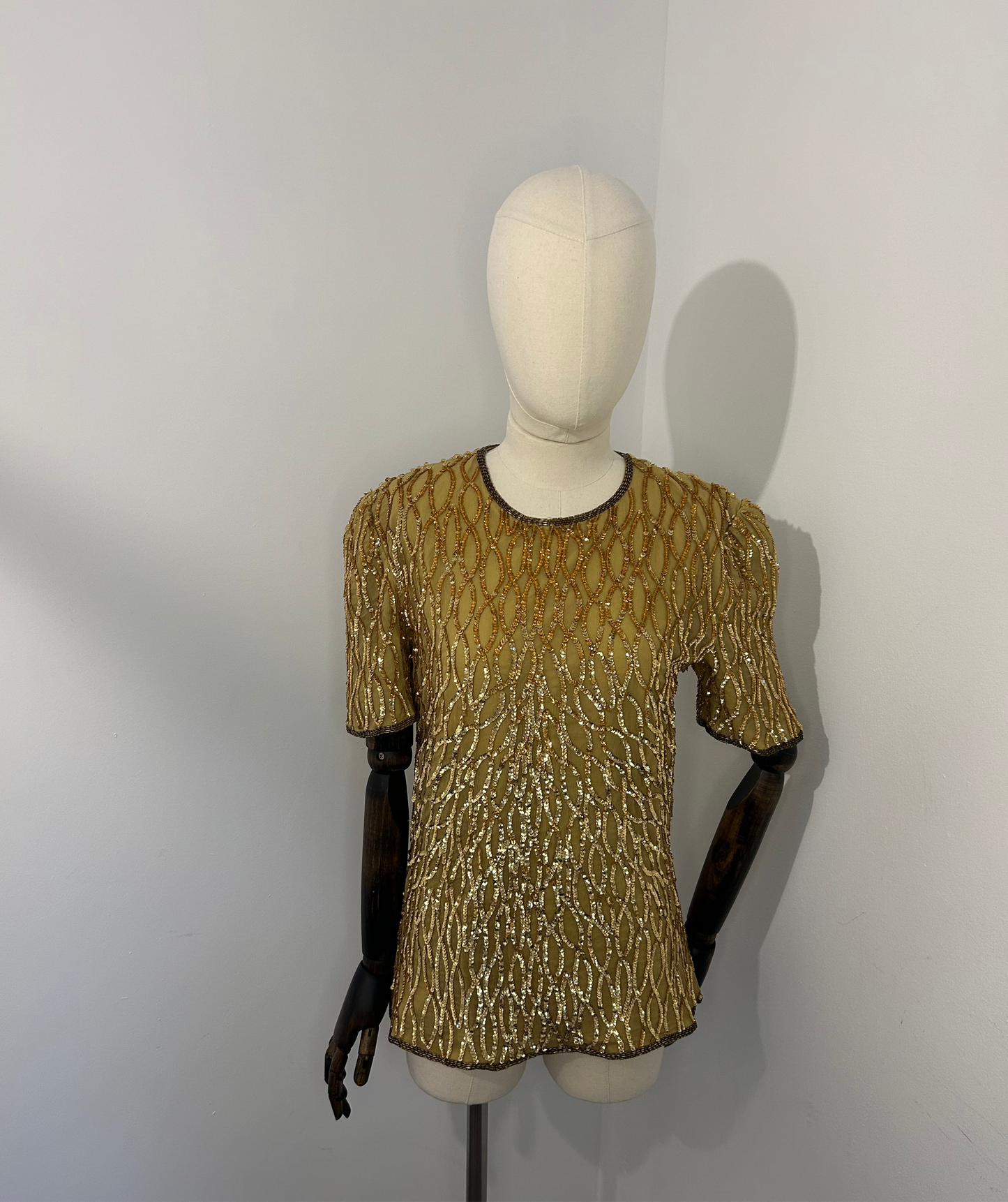 Gold Sequin Short Sleeve Top