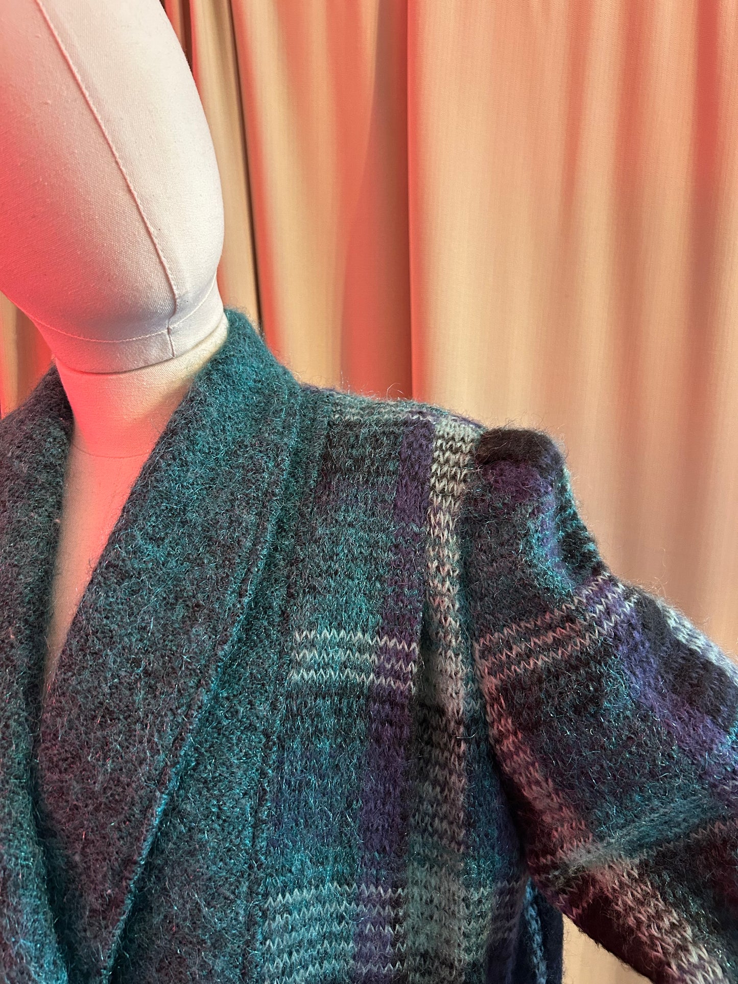 Blue Check Mohair Cardigan
