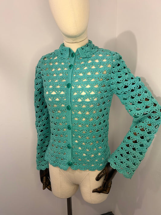 Teal crochet cardigan