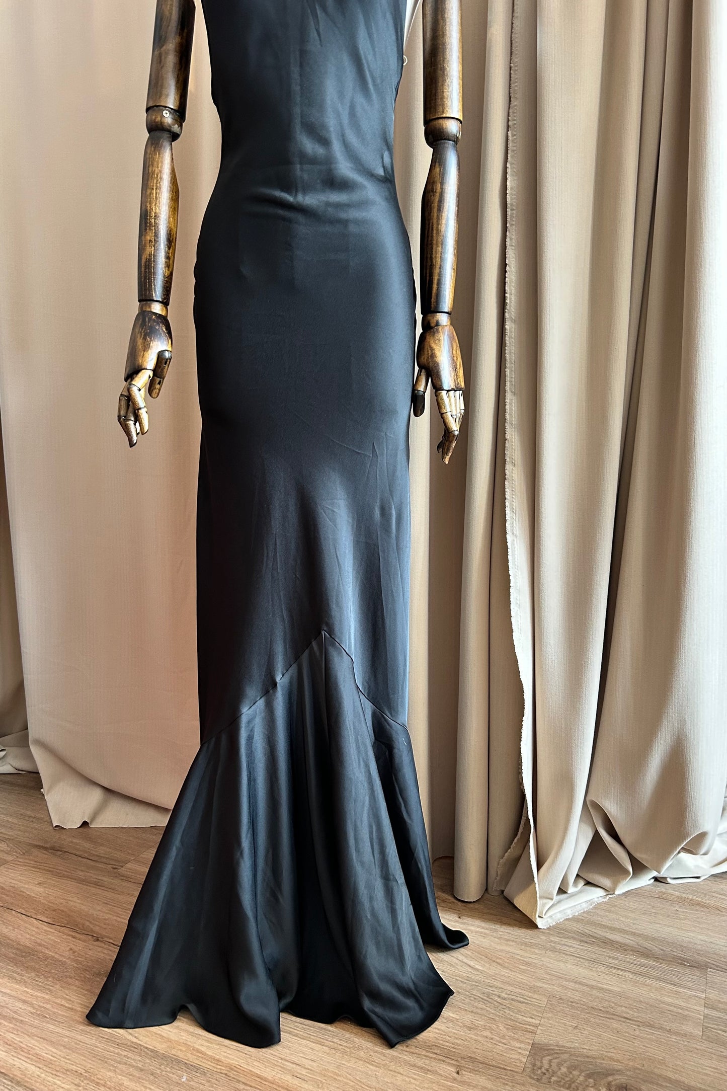 Bias Cut Black Gown