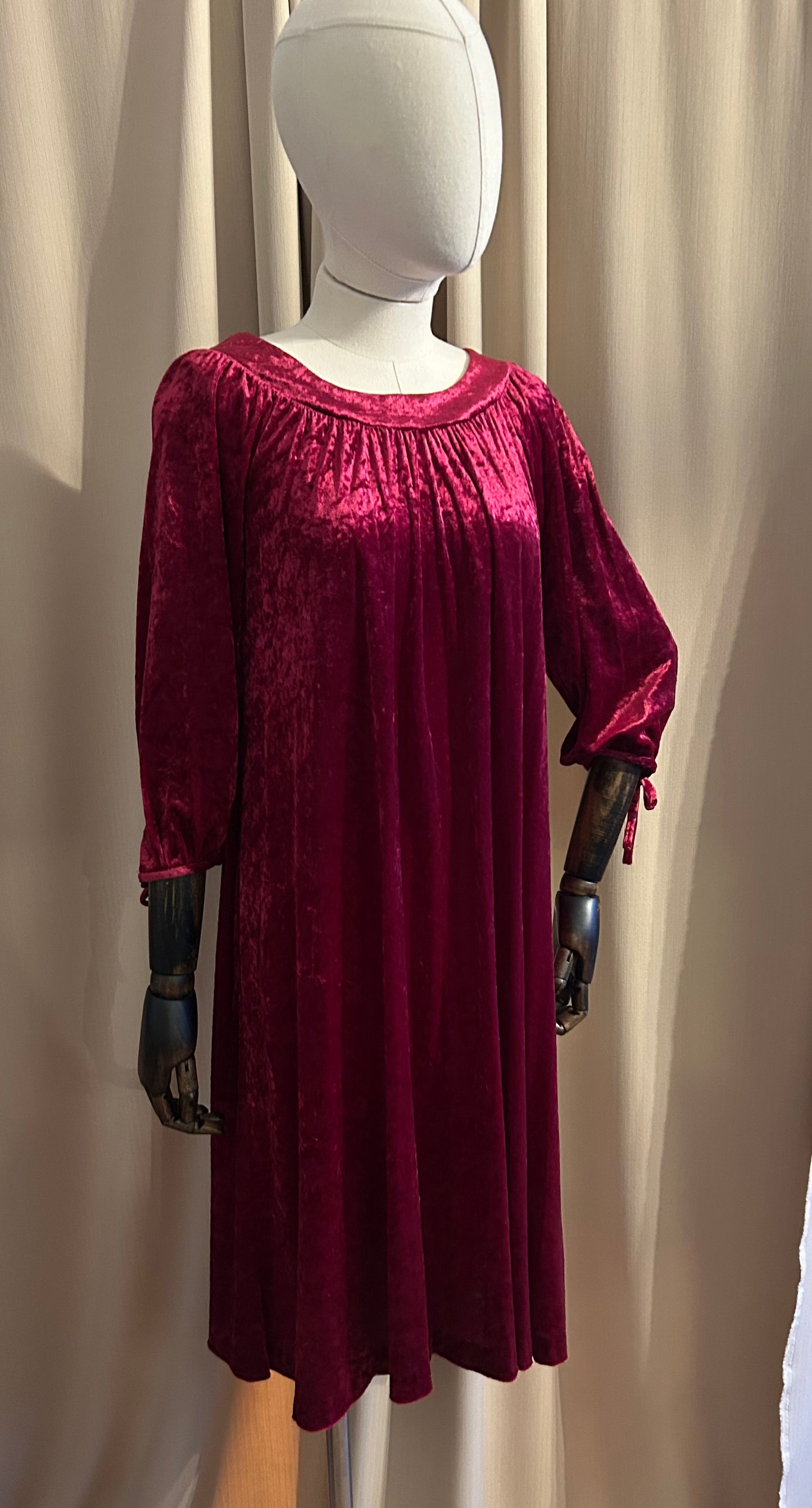 Crushed Velour Smock Dress