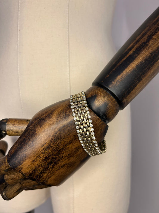 Gold Tone Chain and Diamanté Bracelet