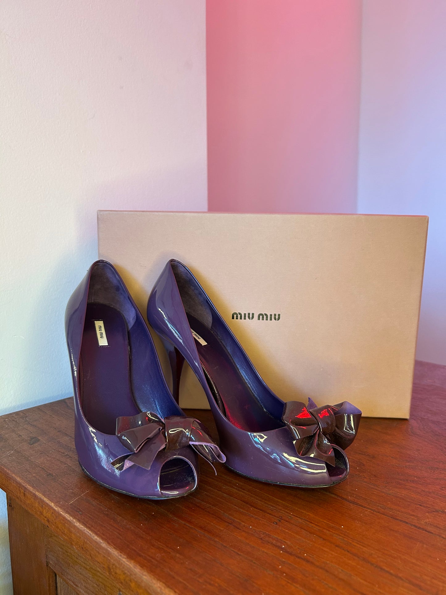 Miumiu Patent Purple Heels