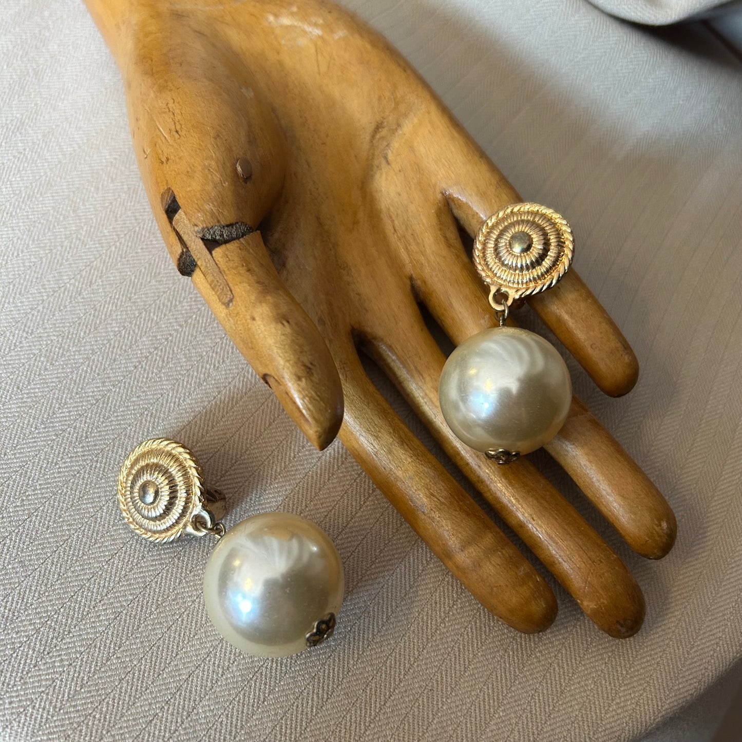 Large Faux Pearl Drop Clip Ons