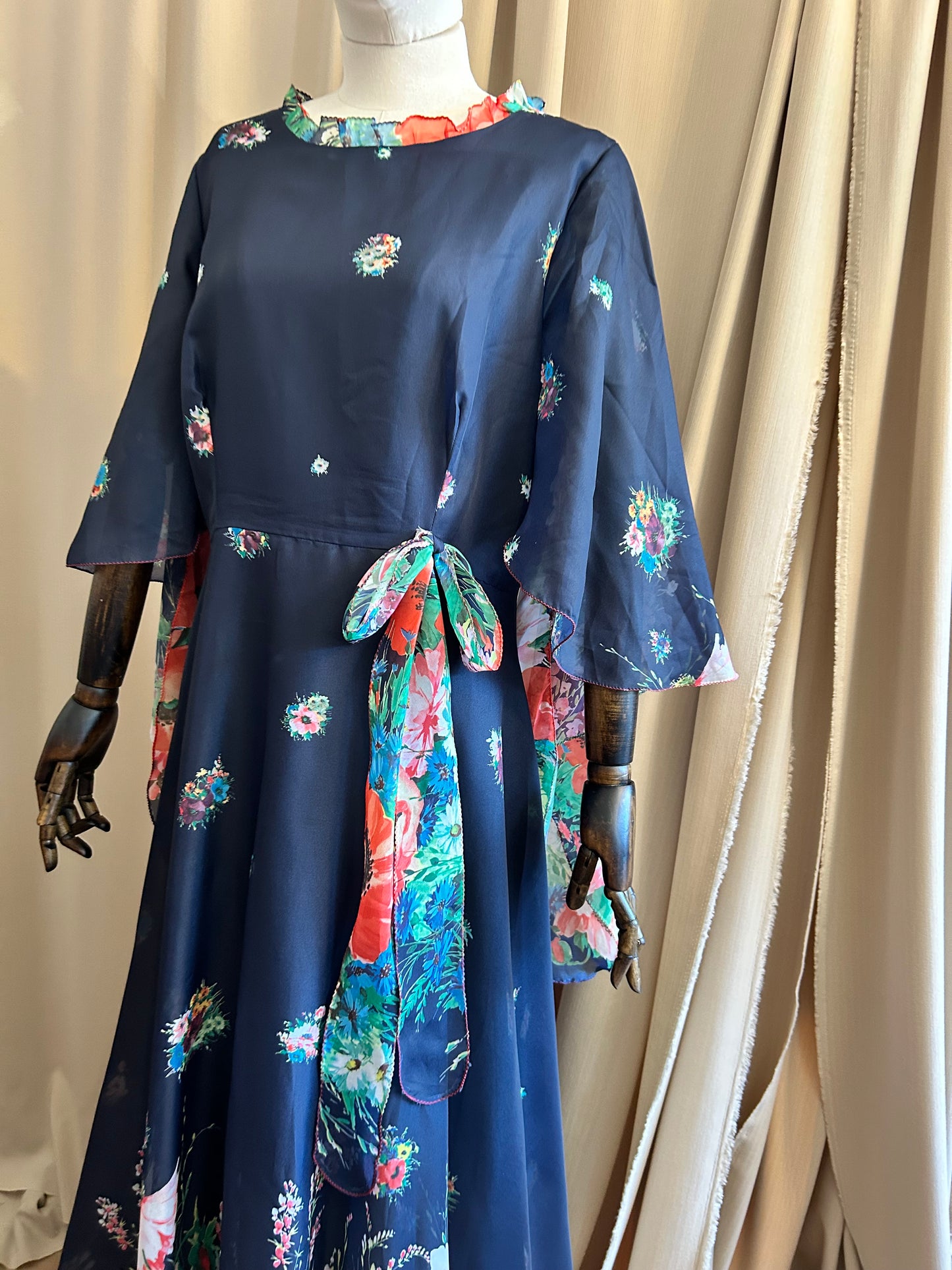 Floral Angel Sleeve Maxi Dress