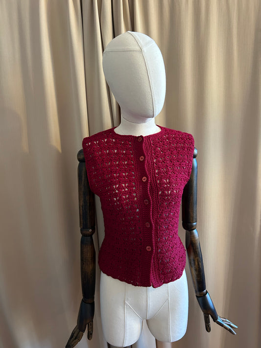 Burgundy Handknit Waistcoat Vest