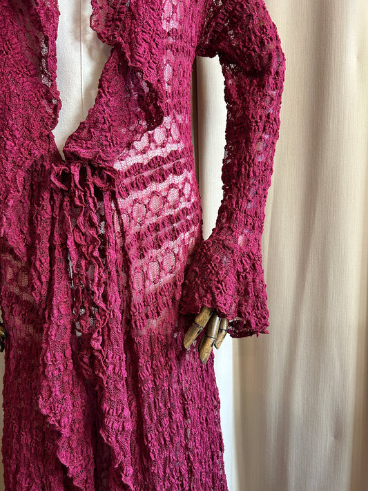 Longline Burgundy Lace Cardigan