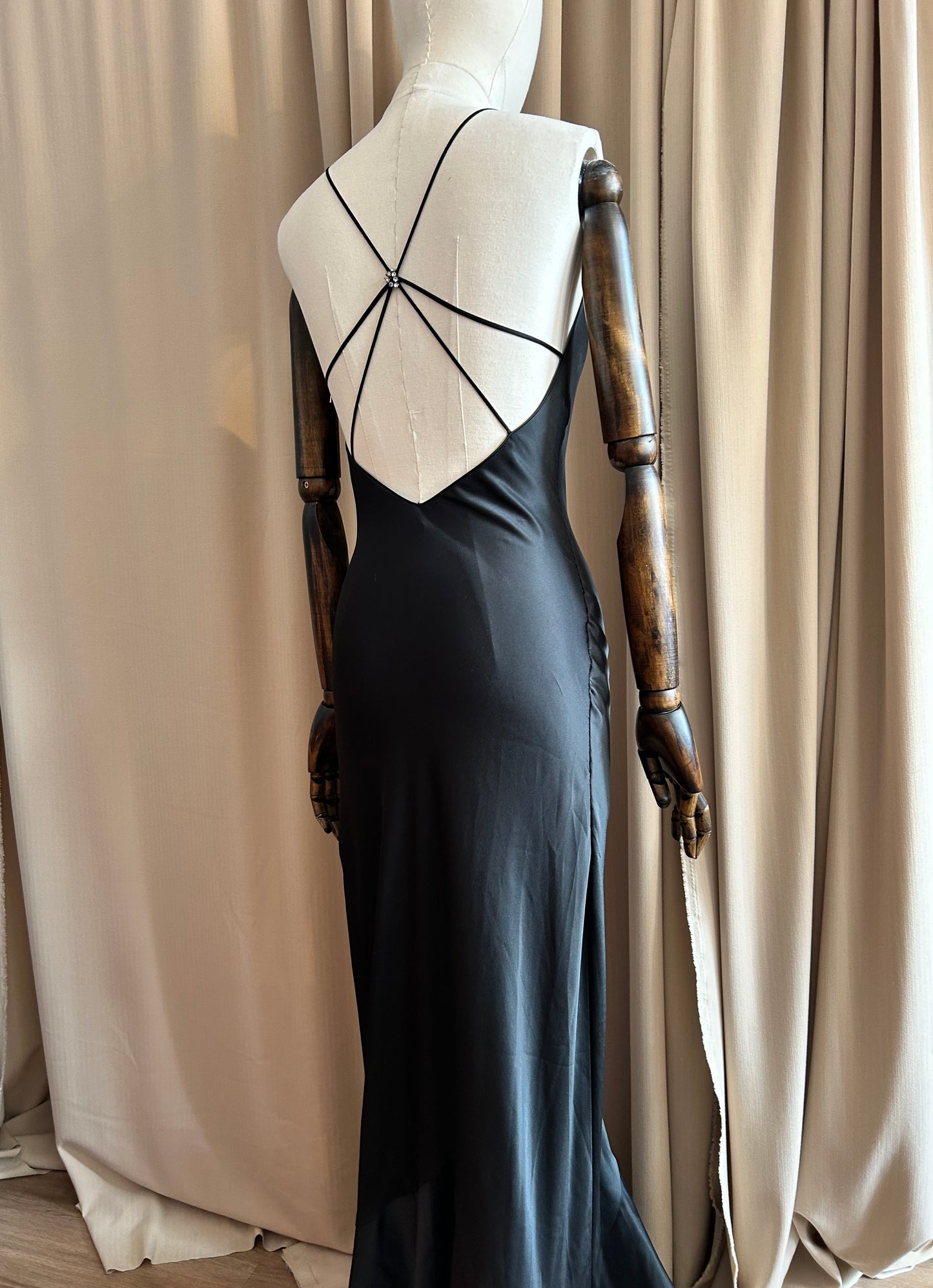 Bias Cut Black Gown