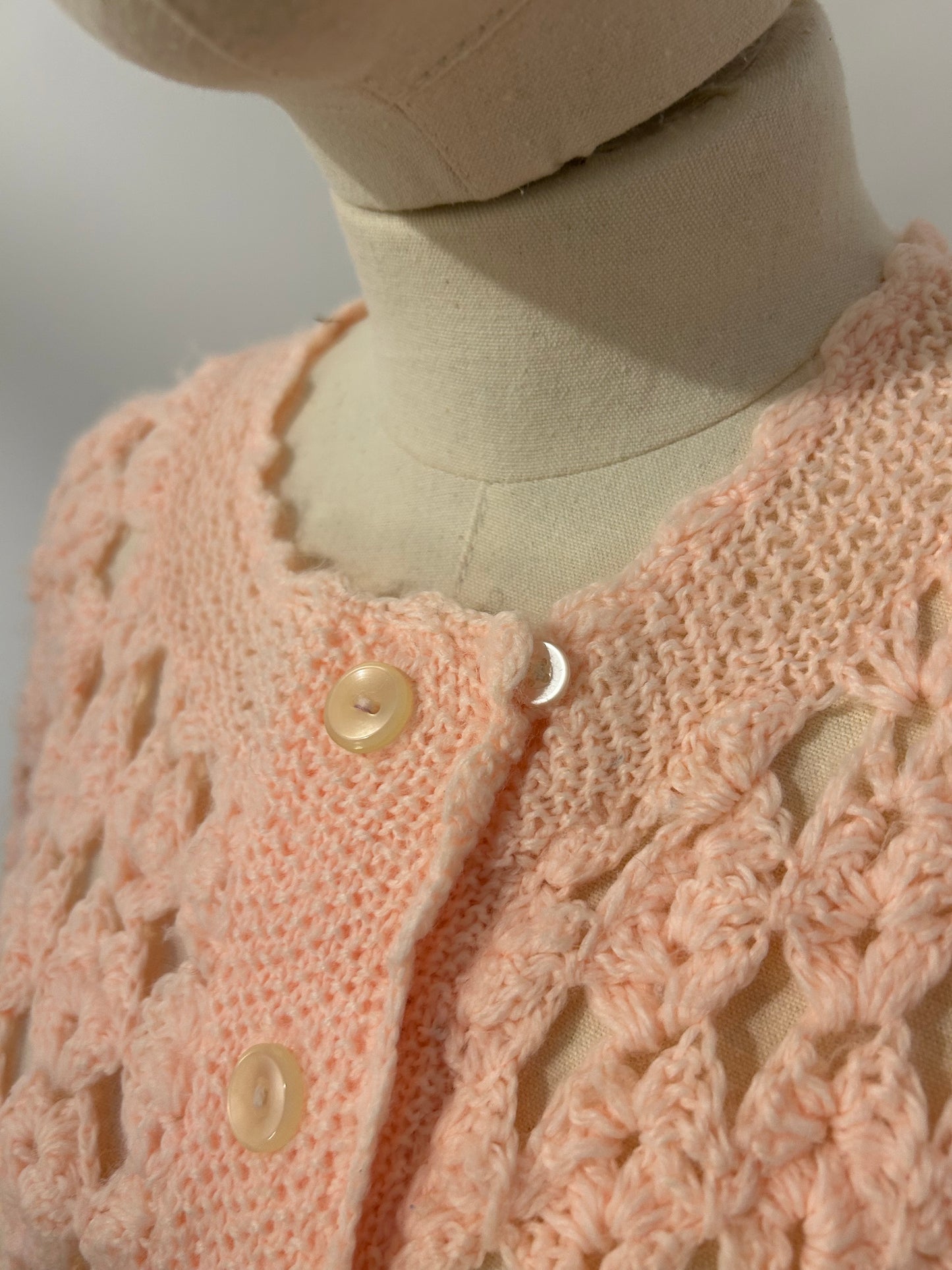 Pastel Pink Crochet Cardigan