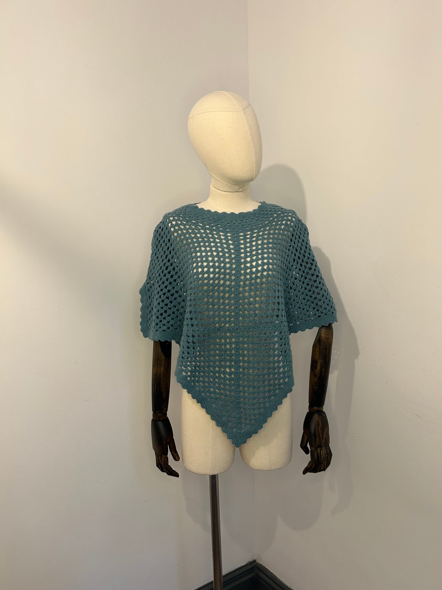 Teal Hand Crochet Capelet
