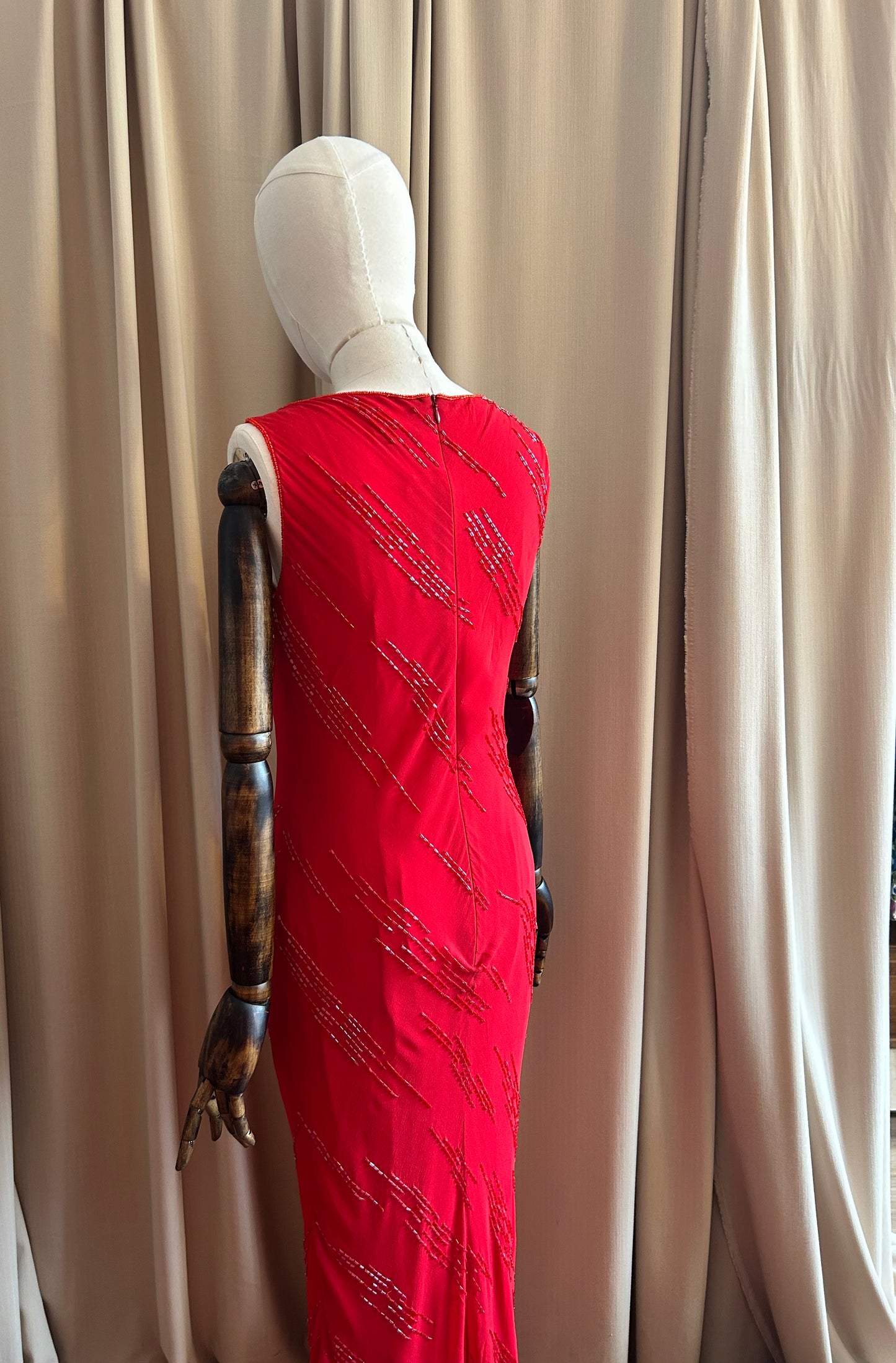 Silk Beaded Bias Gown
