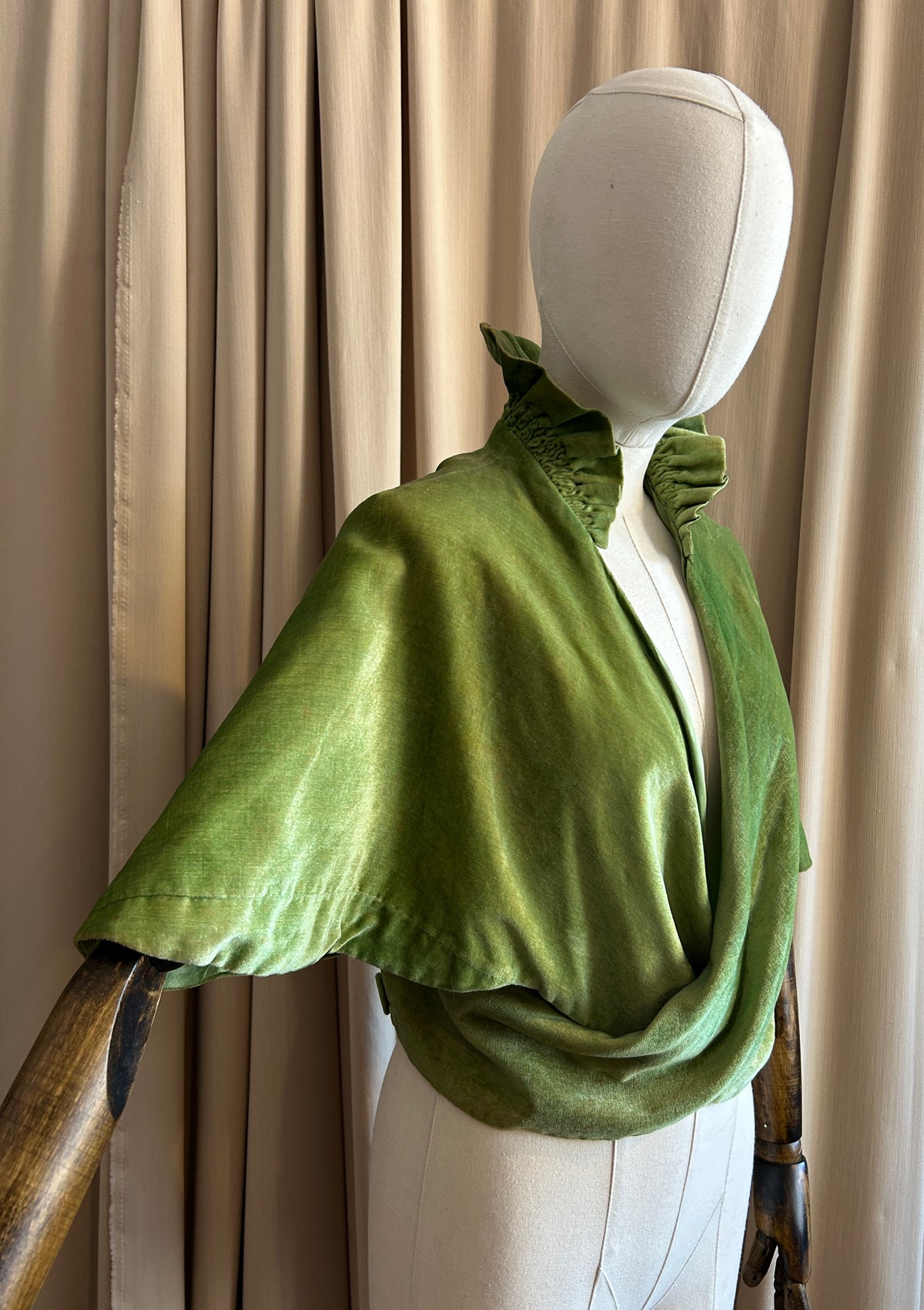 Ruffle Neck Velvet Cape