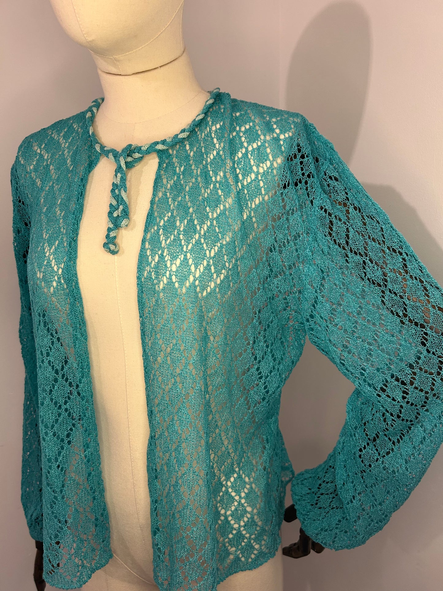 Teal Crochet Cardigan