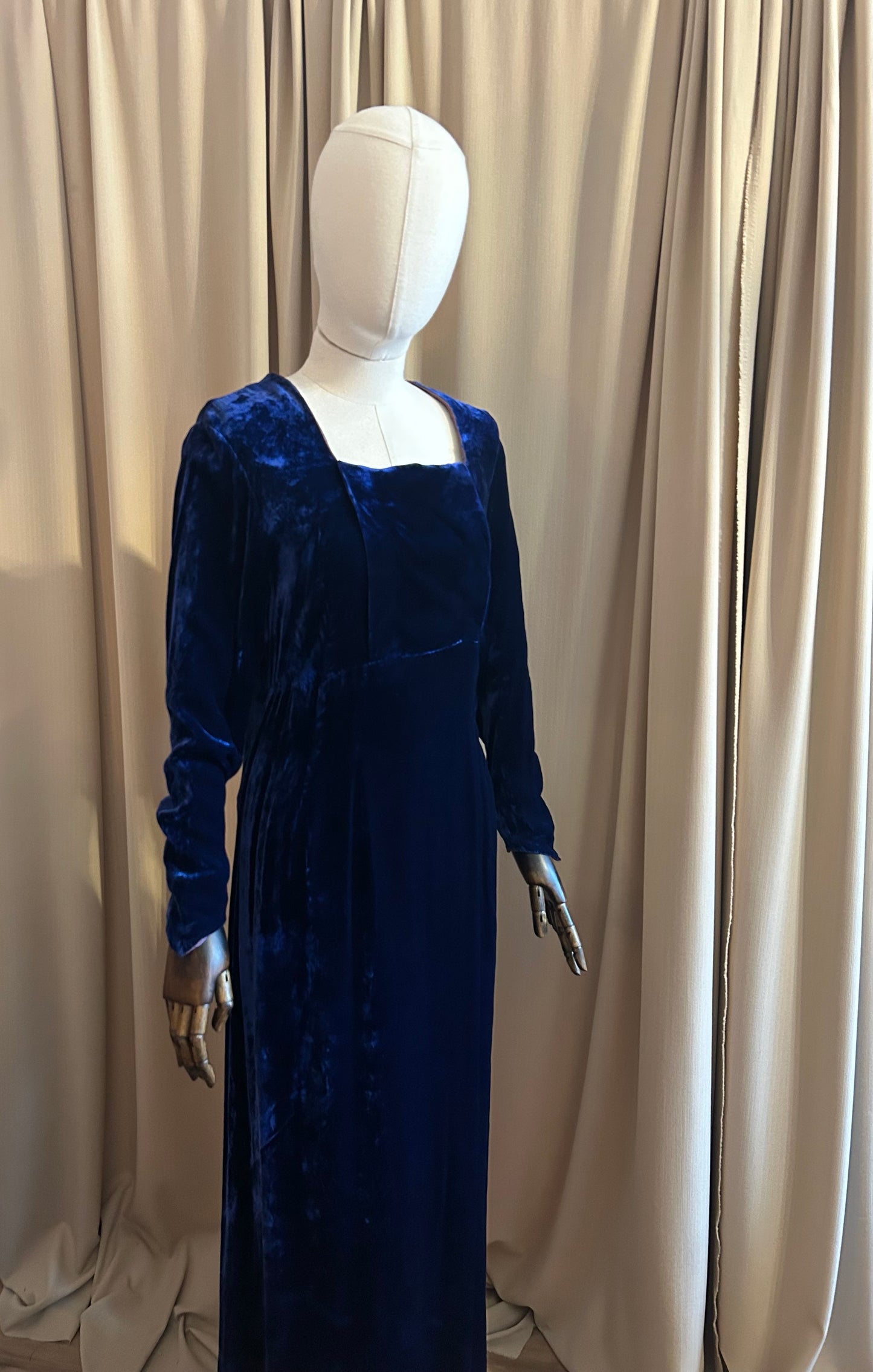 Blue Silk Velvet Gown
