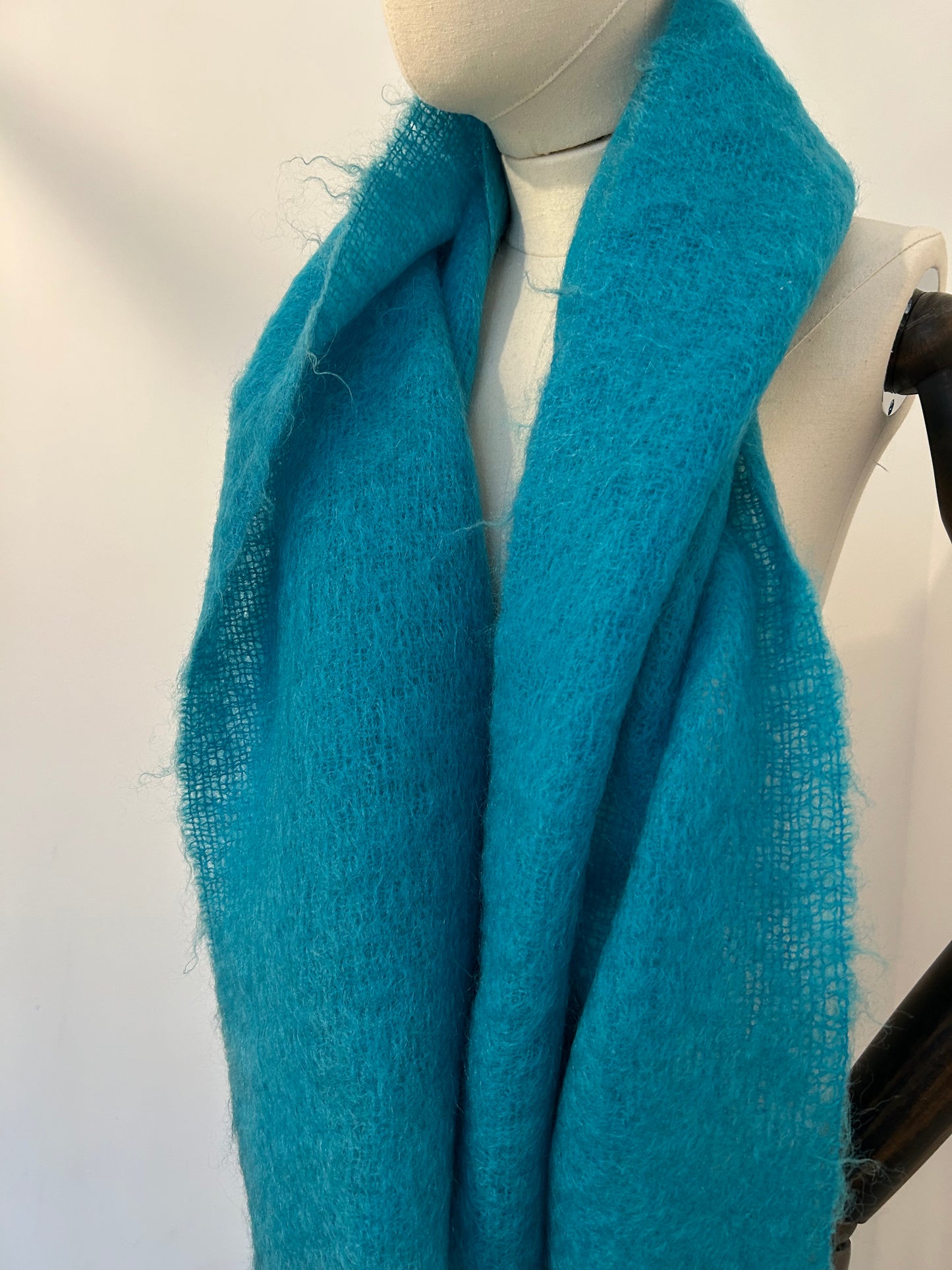 Bright Aqua Mohair Scarf
