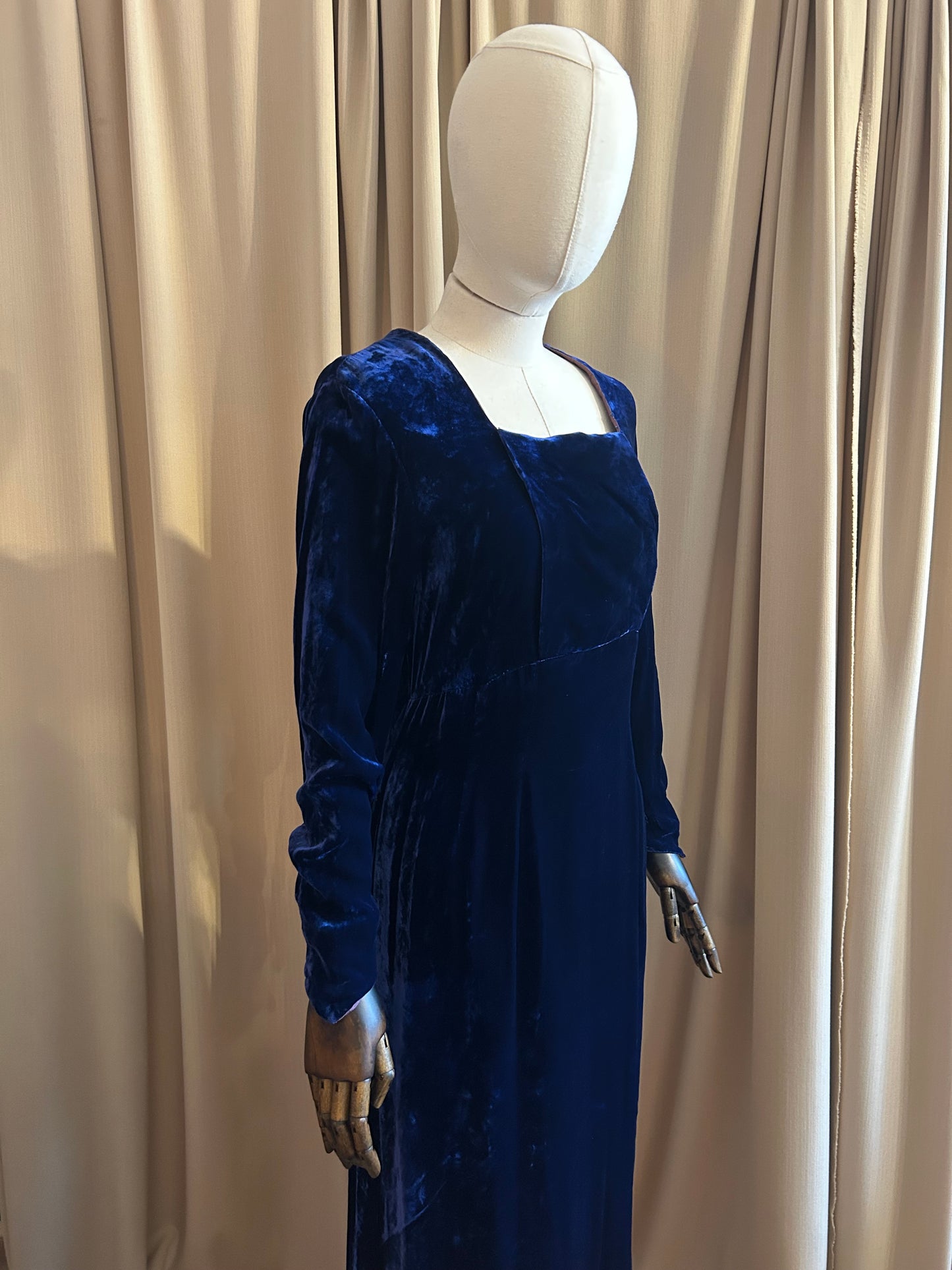 Blue Silk Velvet Gown
