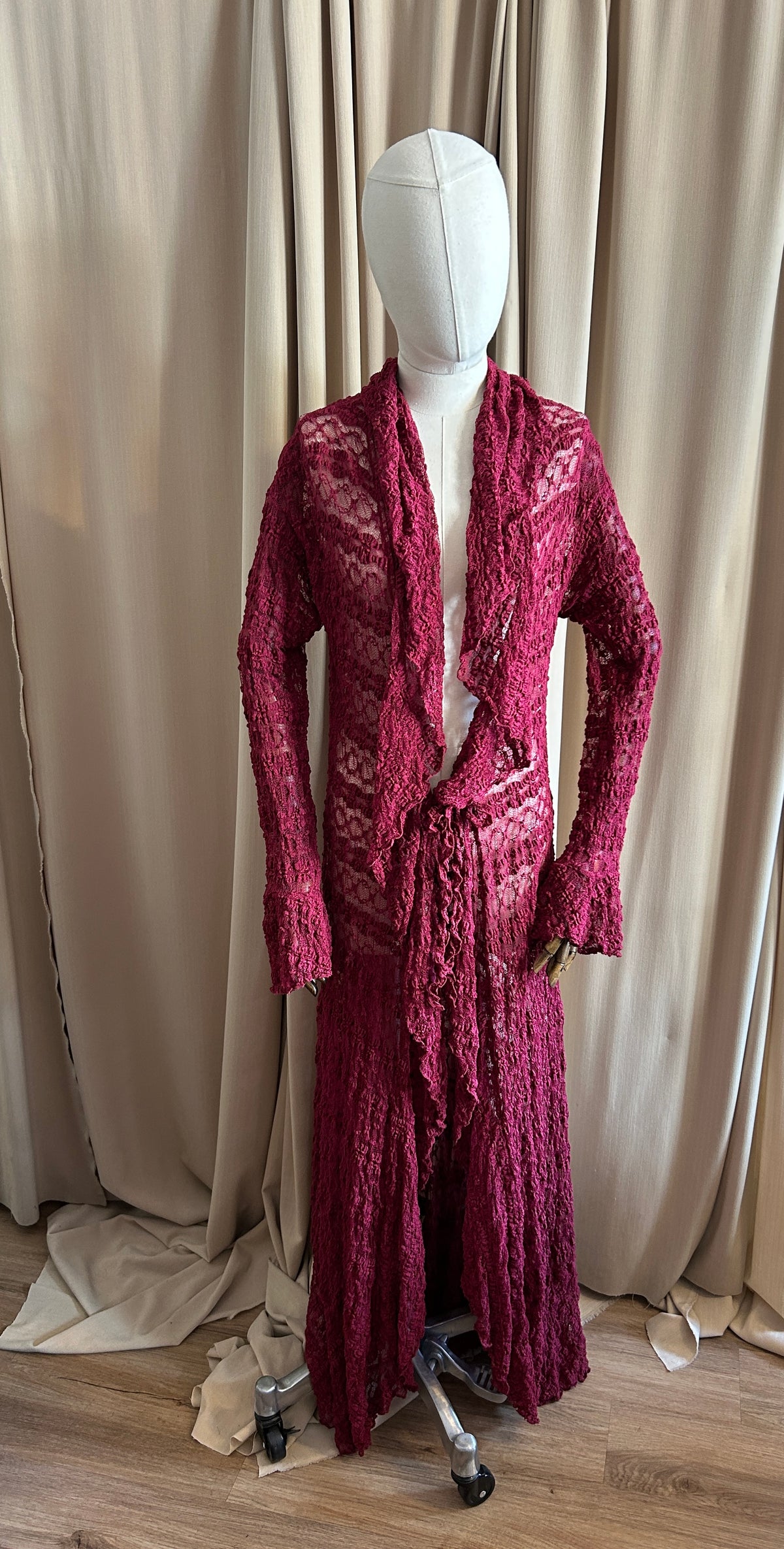 Longline Burgundy Lace Cardigan