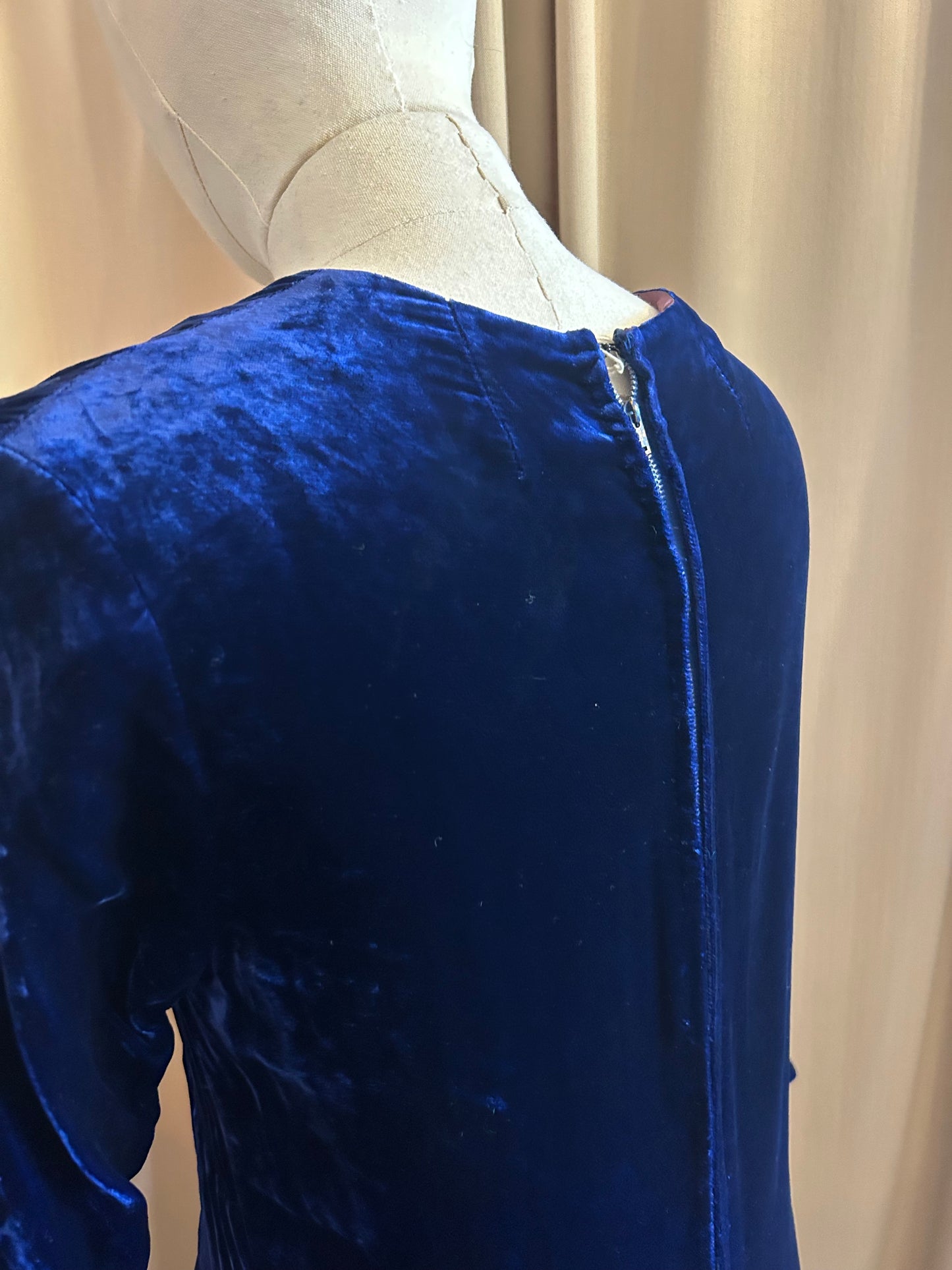 Blue Silk Velvet Gown