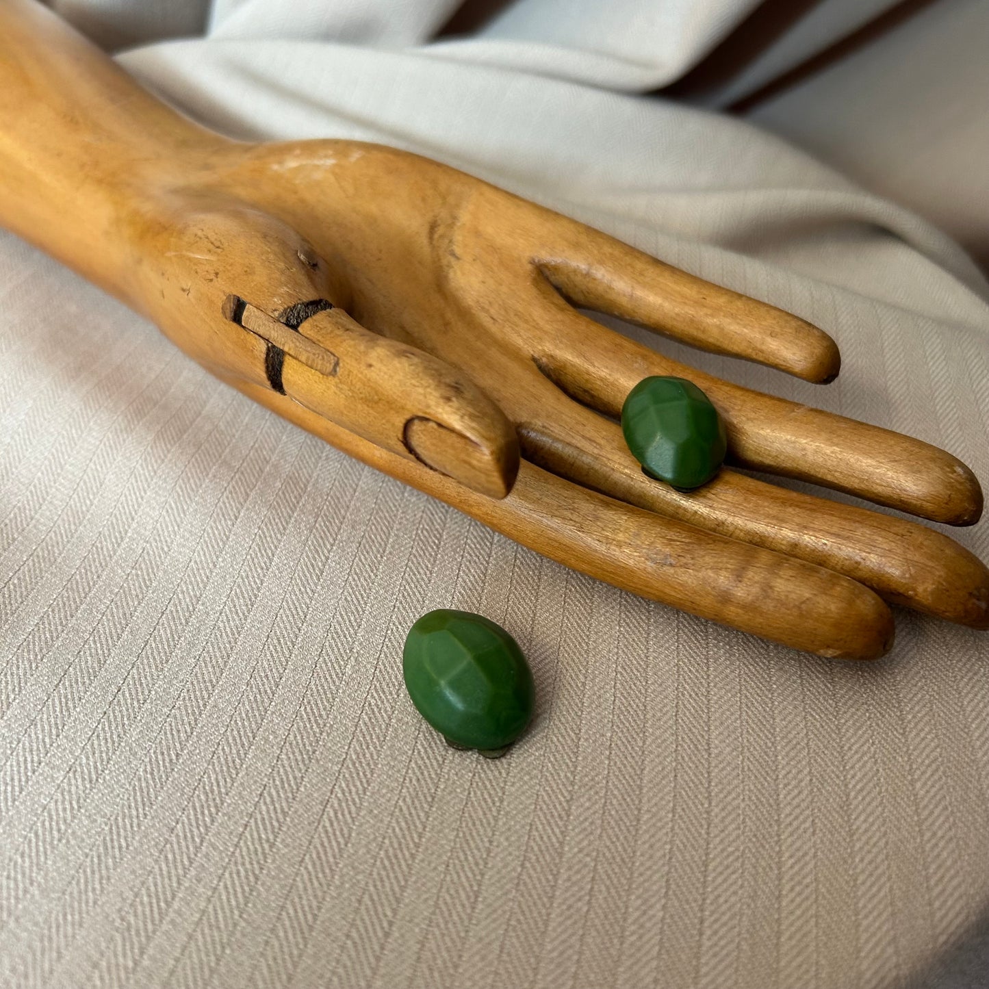 Faceted Green Clip On