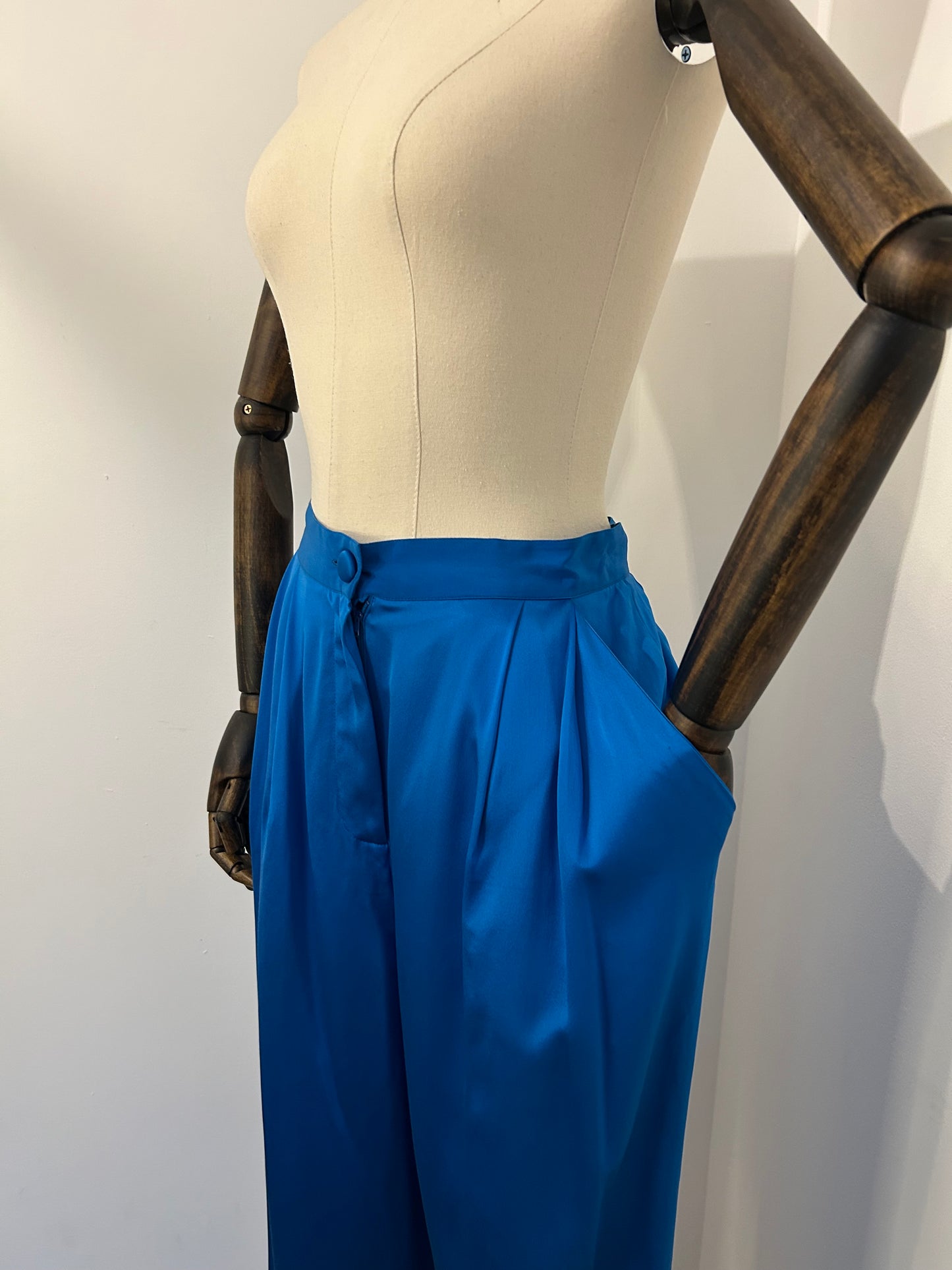 Electric Blue Silk Trousers by Christina Stambolian