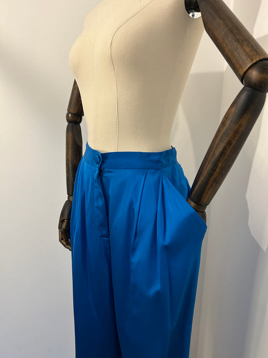 Electric Blue Silk Trousers by Christina Stambolian