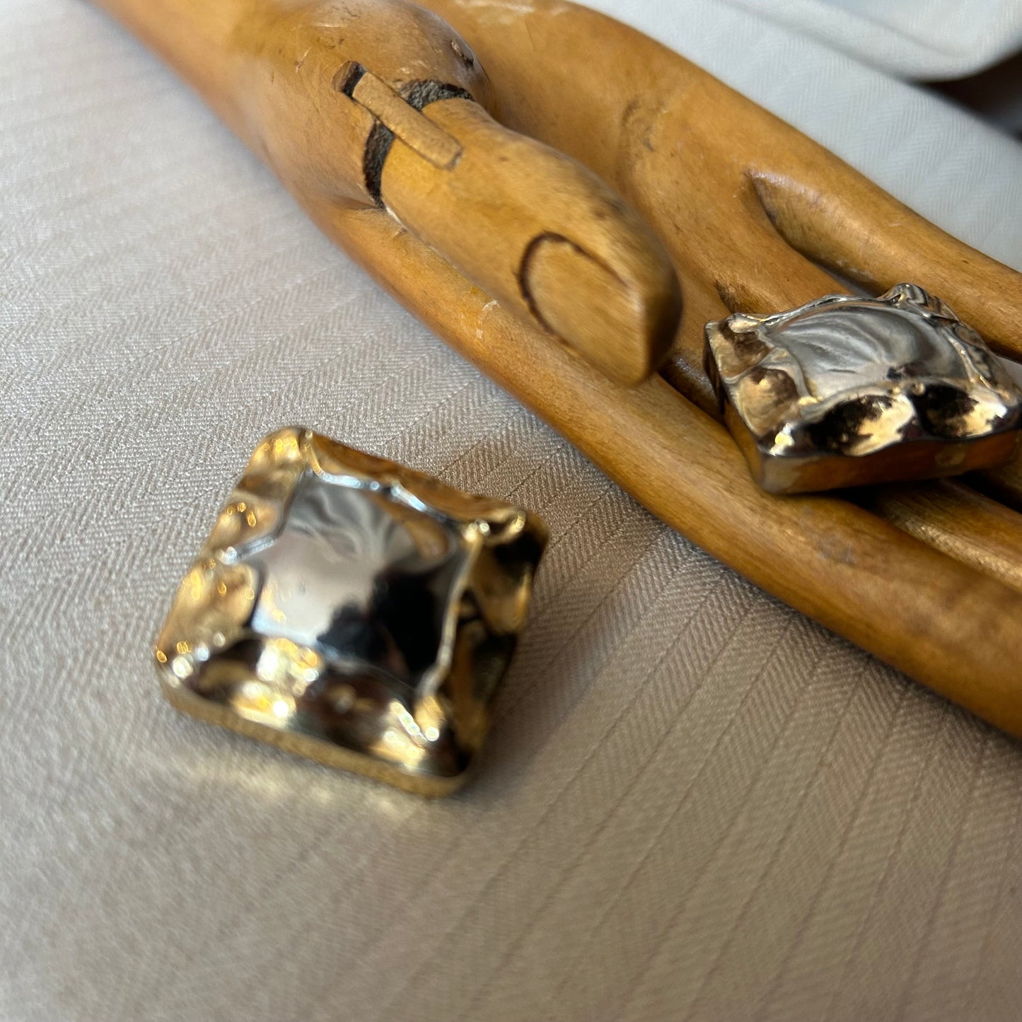 Mixed Metal Squares Clip On