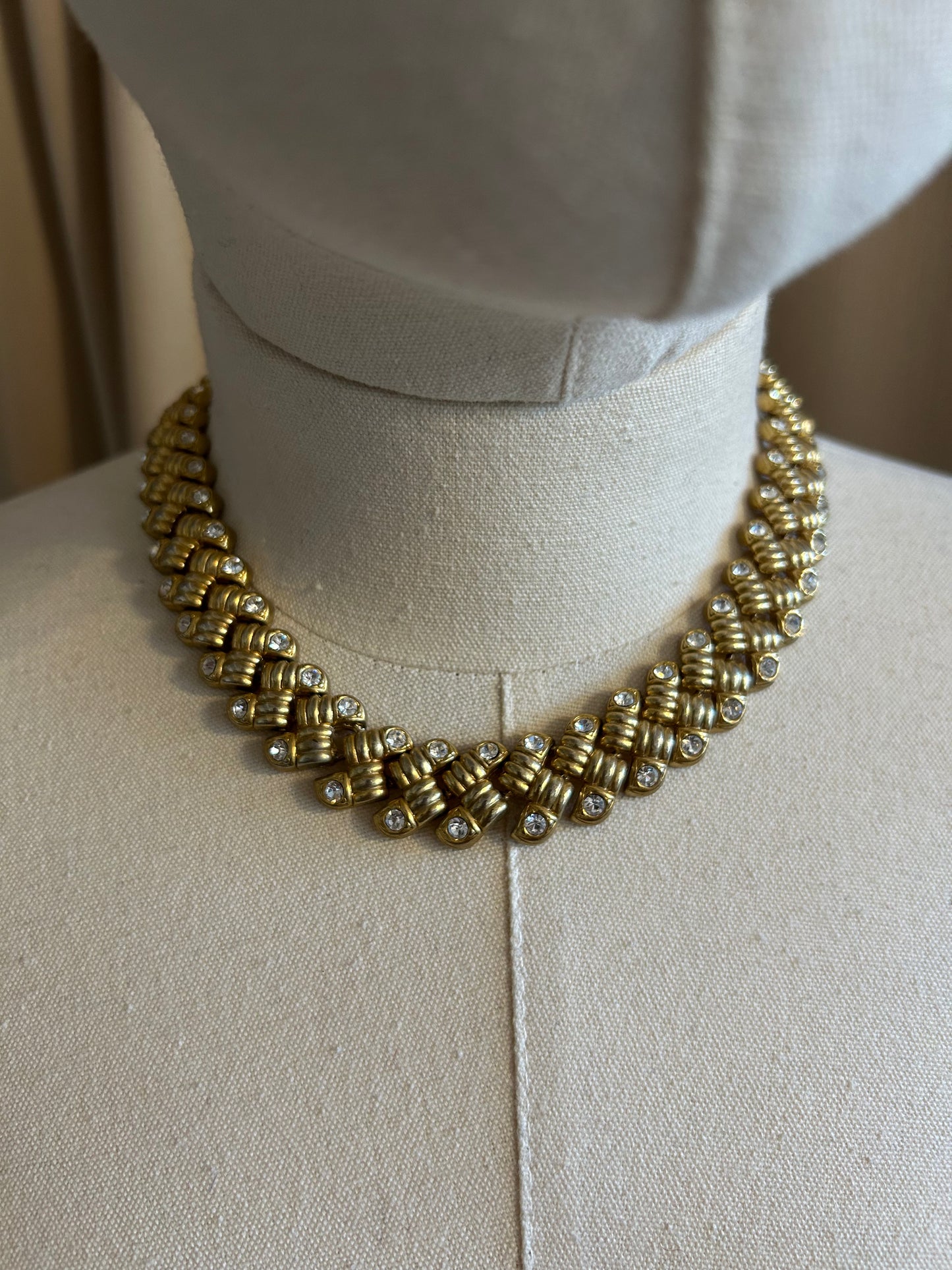 Chunky Gold Tone Diamanté Necklace
