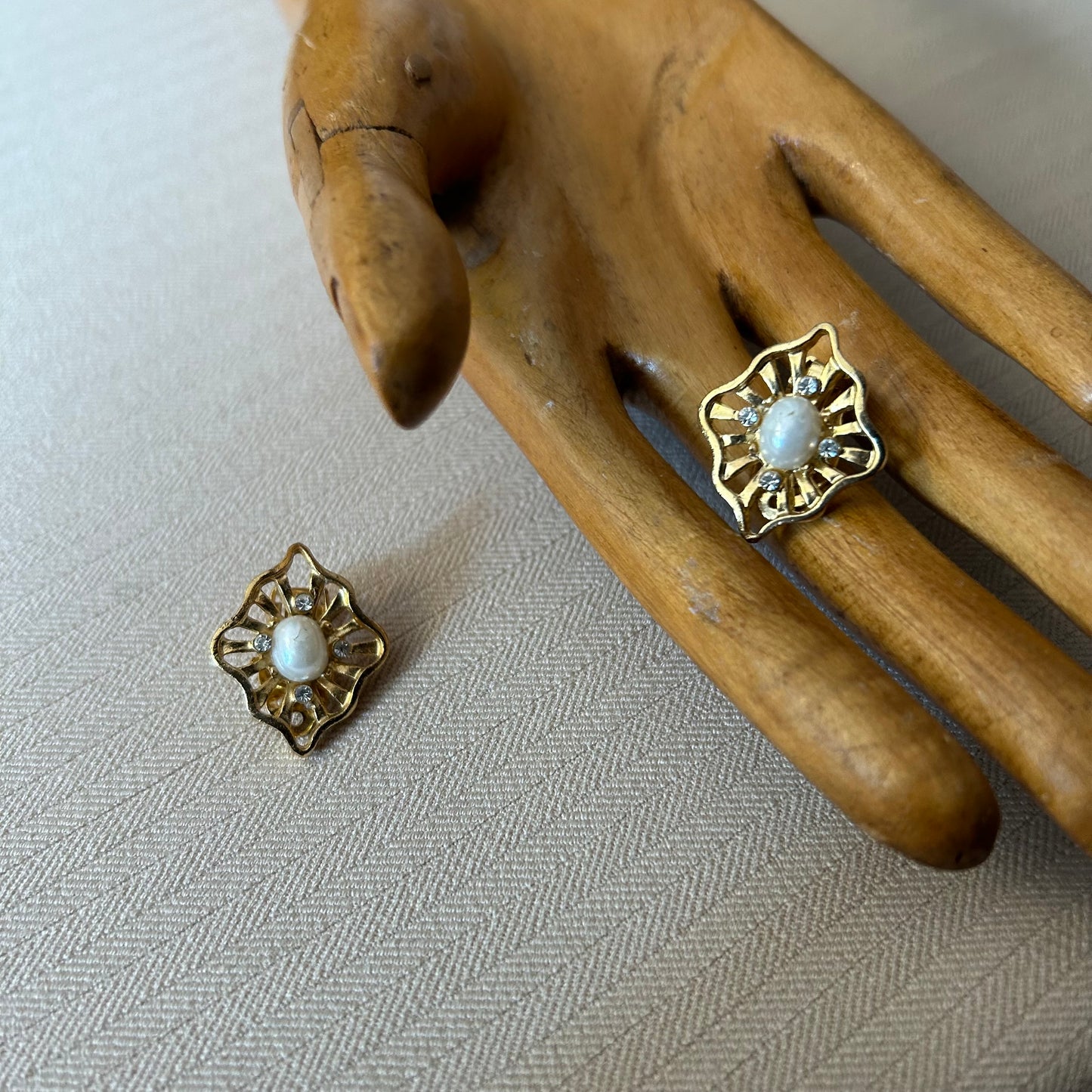 Gold and Faux Pearl Clip Ons