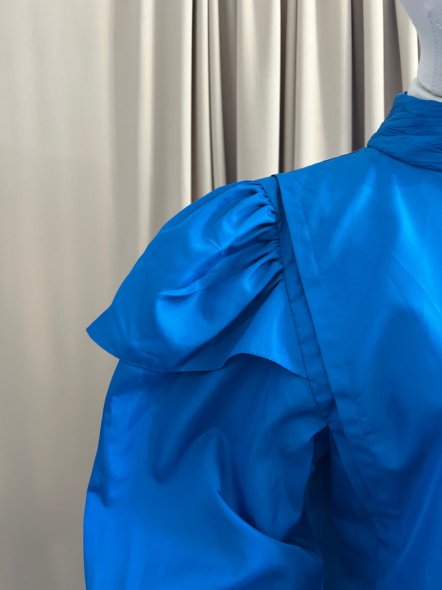 Electric Blue Balloon Sleeve Blouse