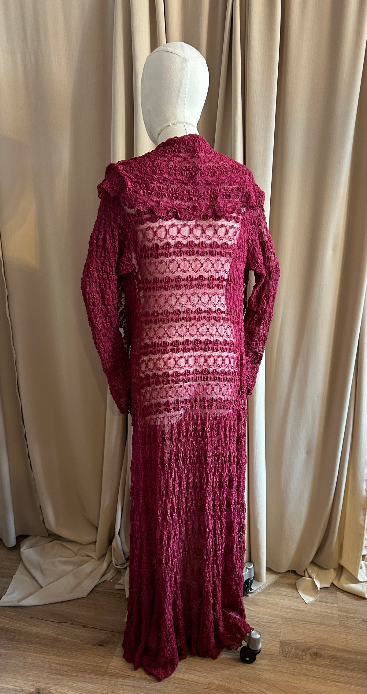Longline Burgundy Lace Cardigan