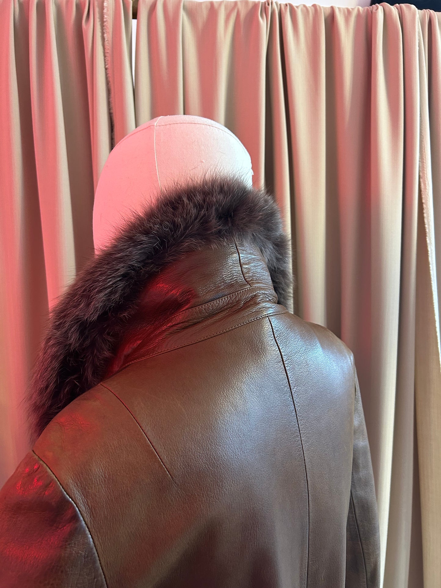 1970s Leather and Fox Fur Penny Lane Coat