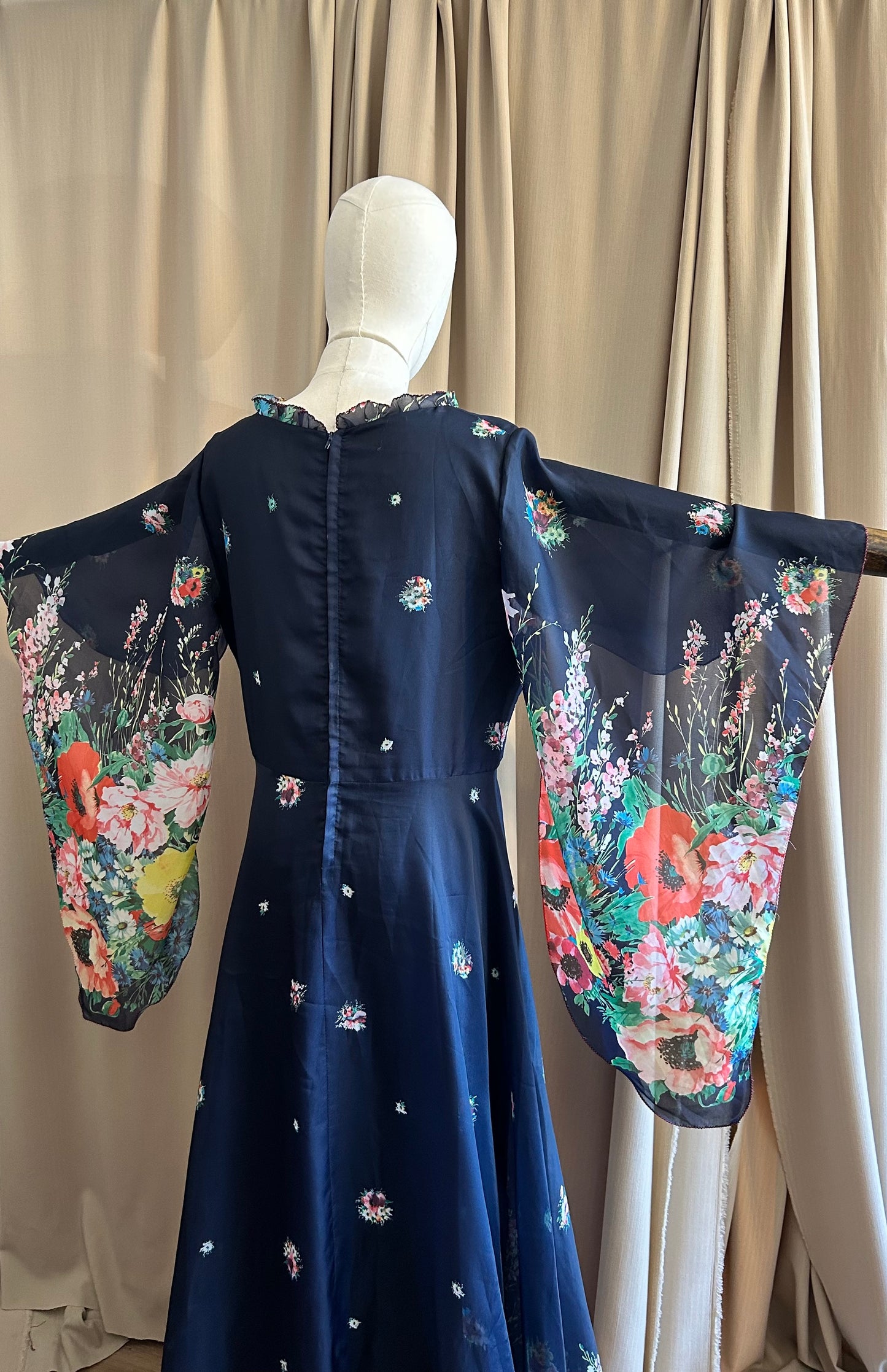 Floral Angel Sleeve Maxi Dress