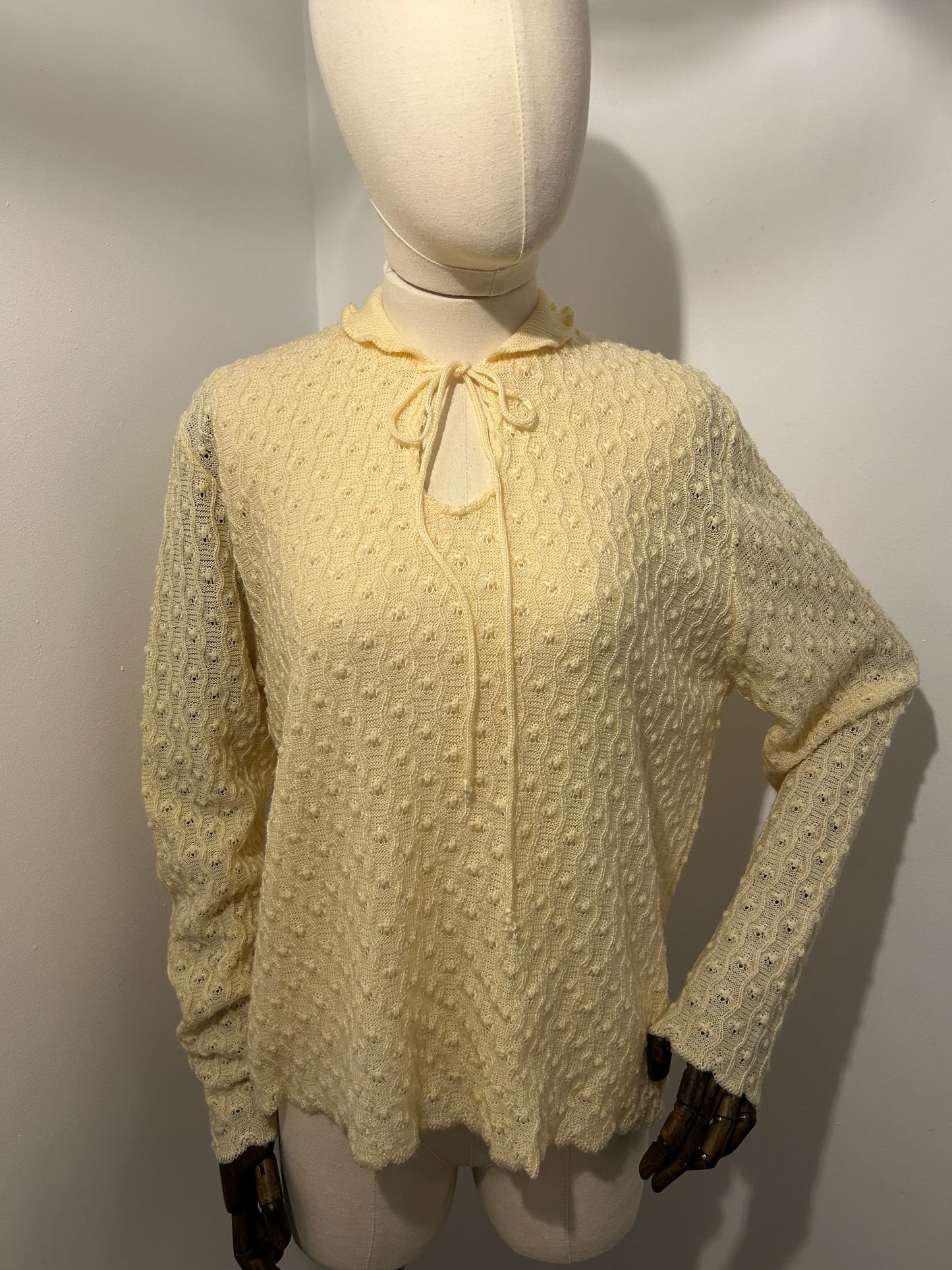 Lemon Knitted Tie Neck Jumper
