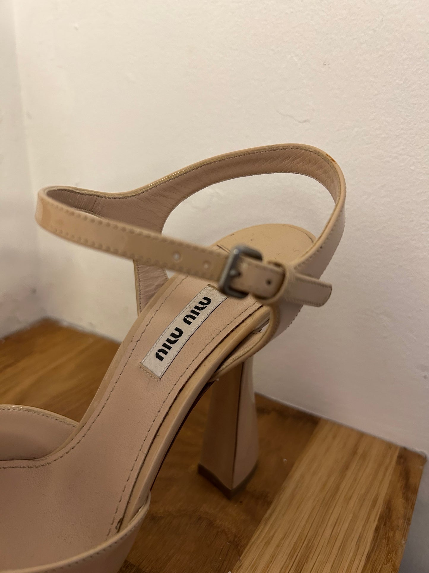 Miu Miu Patent Nude Platform Heels