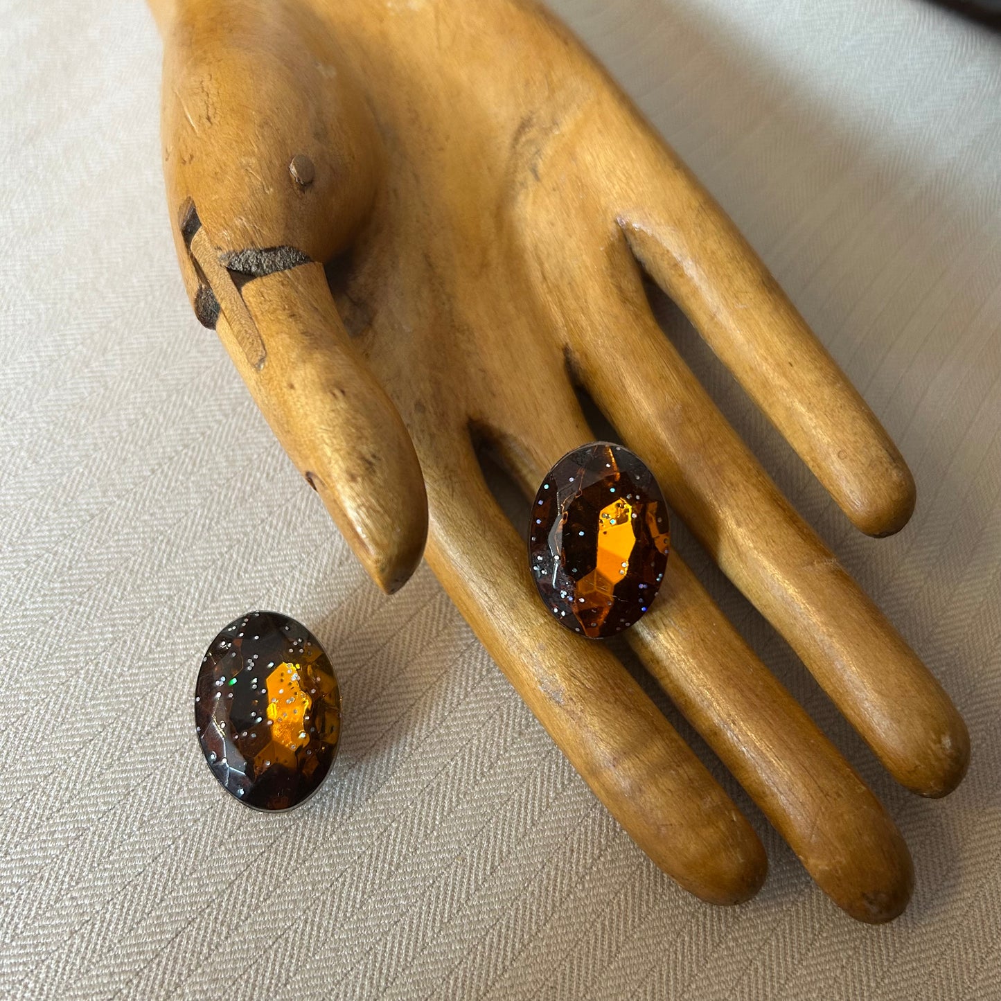 Brown Simulated Gemstone Clip On