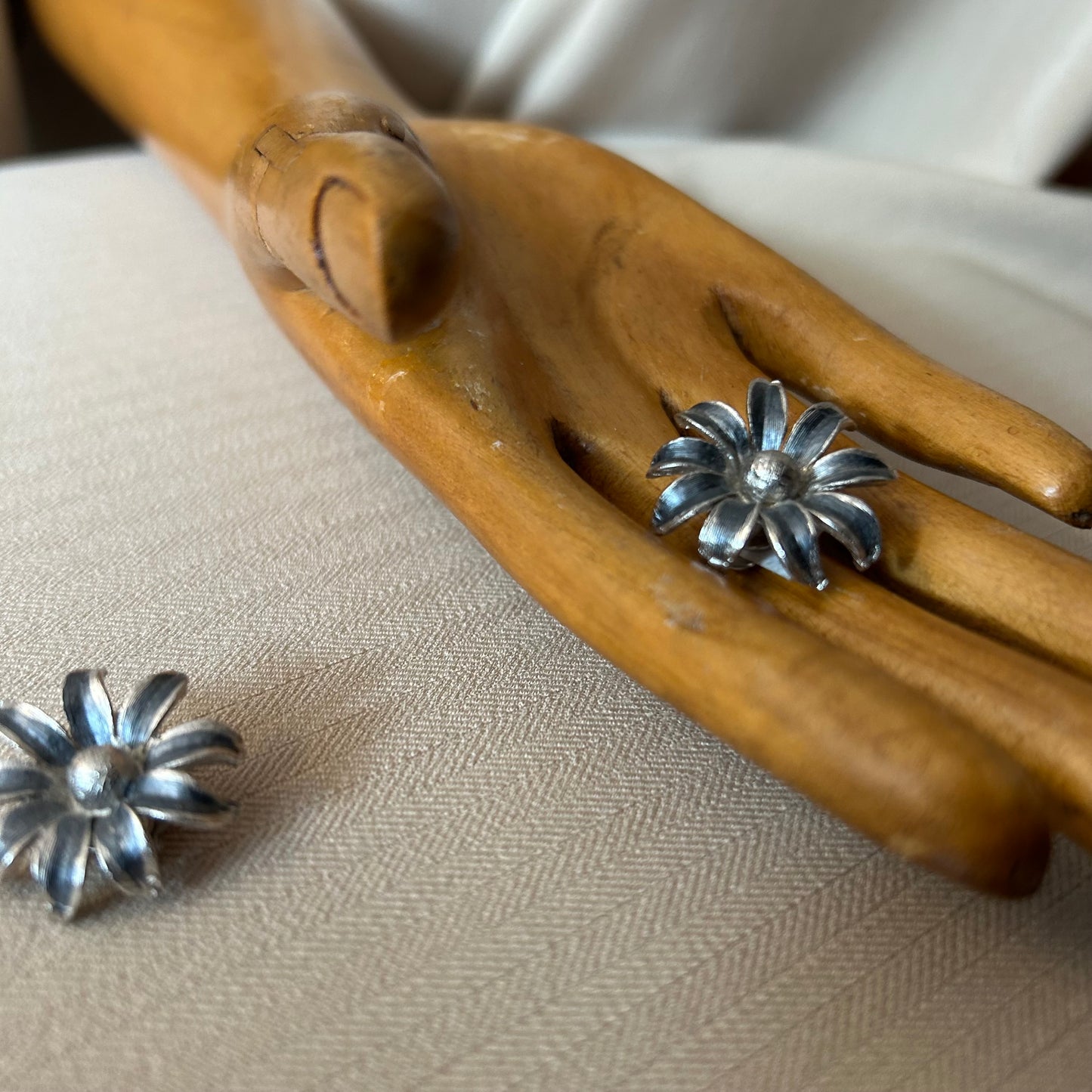 Matt Silver Flower Clip Ons