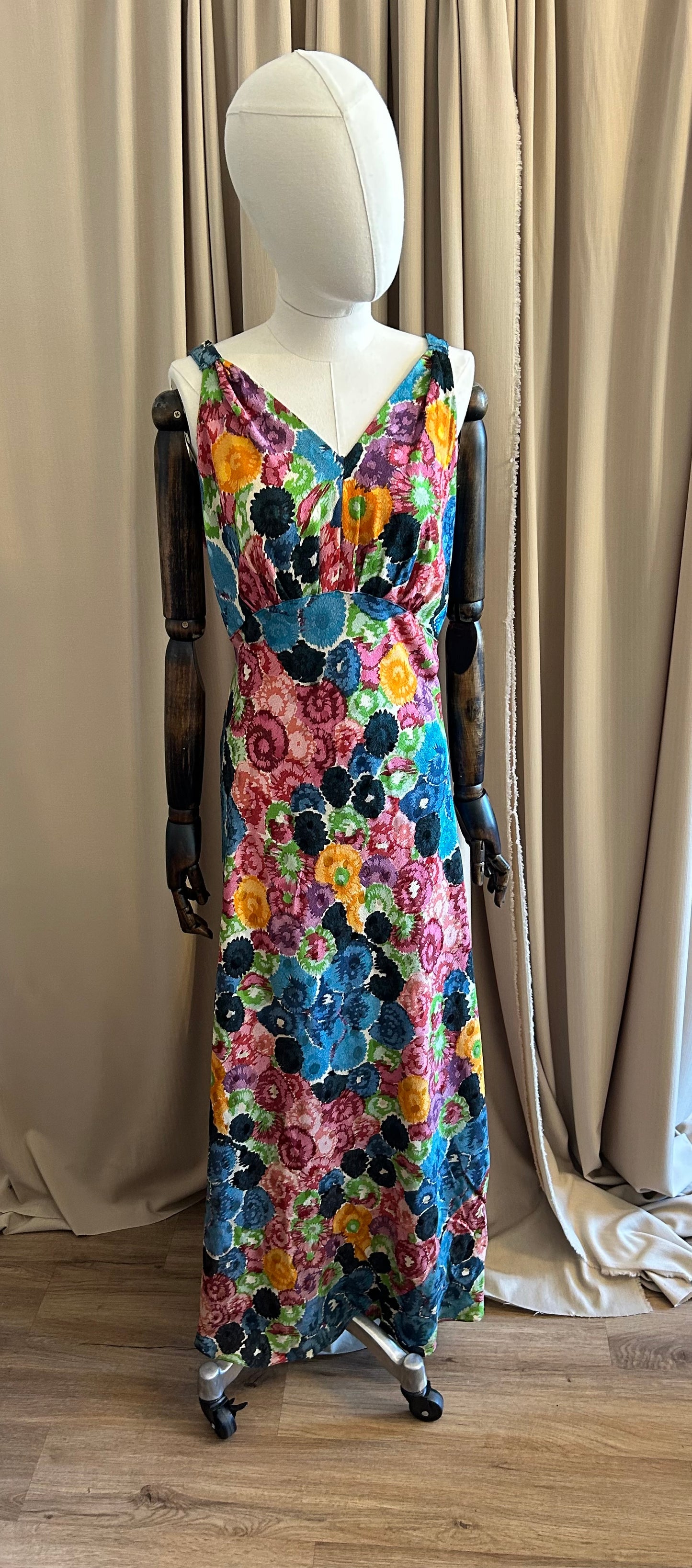 30s Bias Cut Printed Jacquard Dress