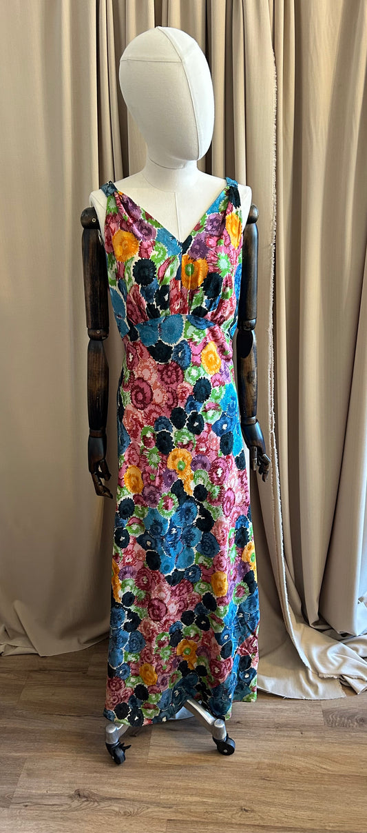 30s Bias Cut Printed Jacquard Dress