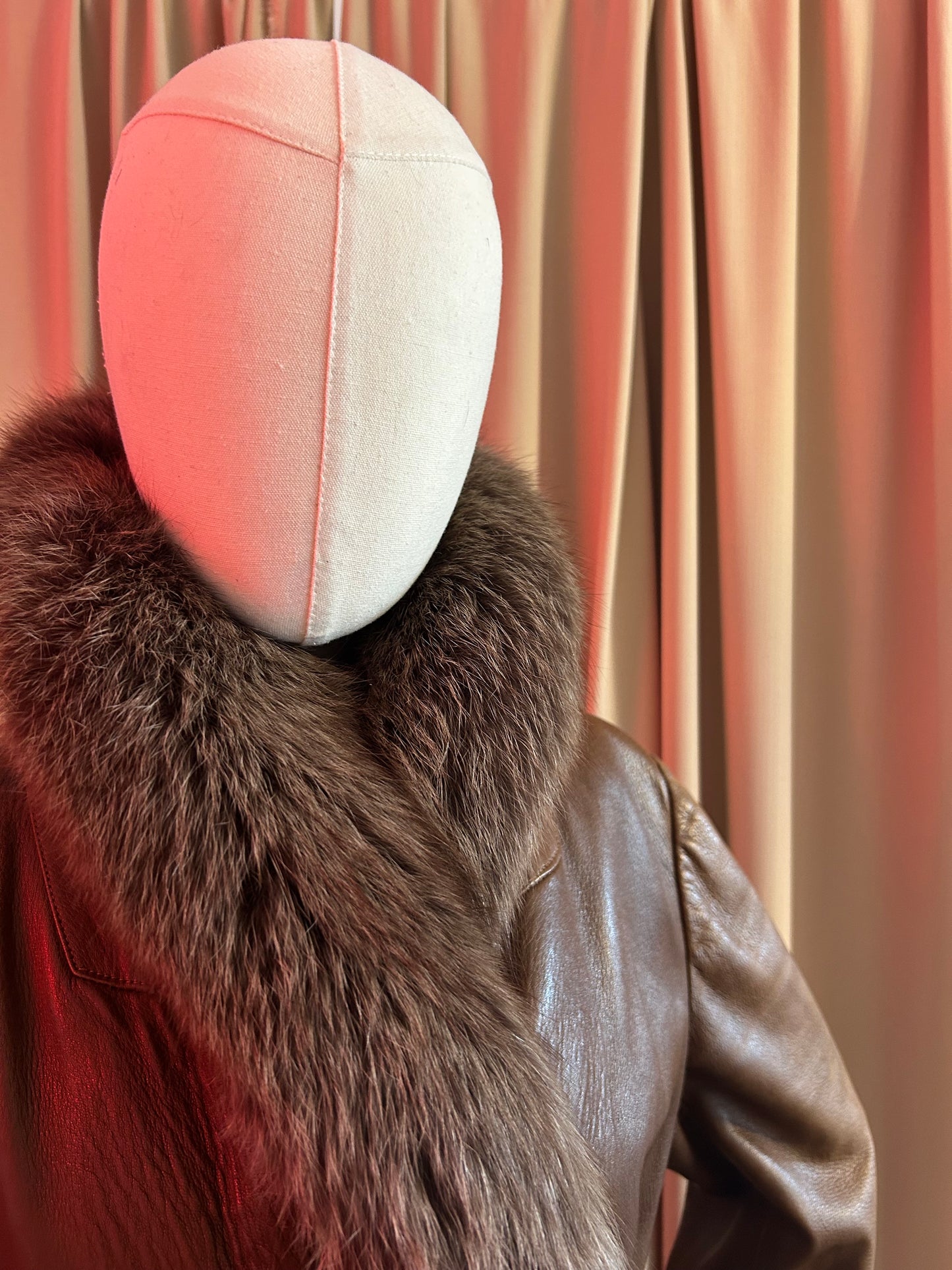 1970s Leather and Fox Fur Penny Lane Coat