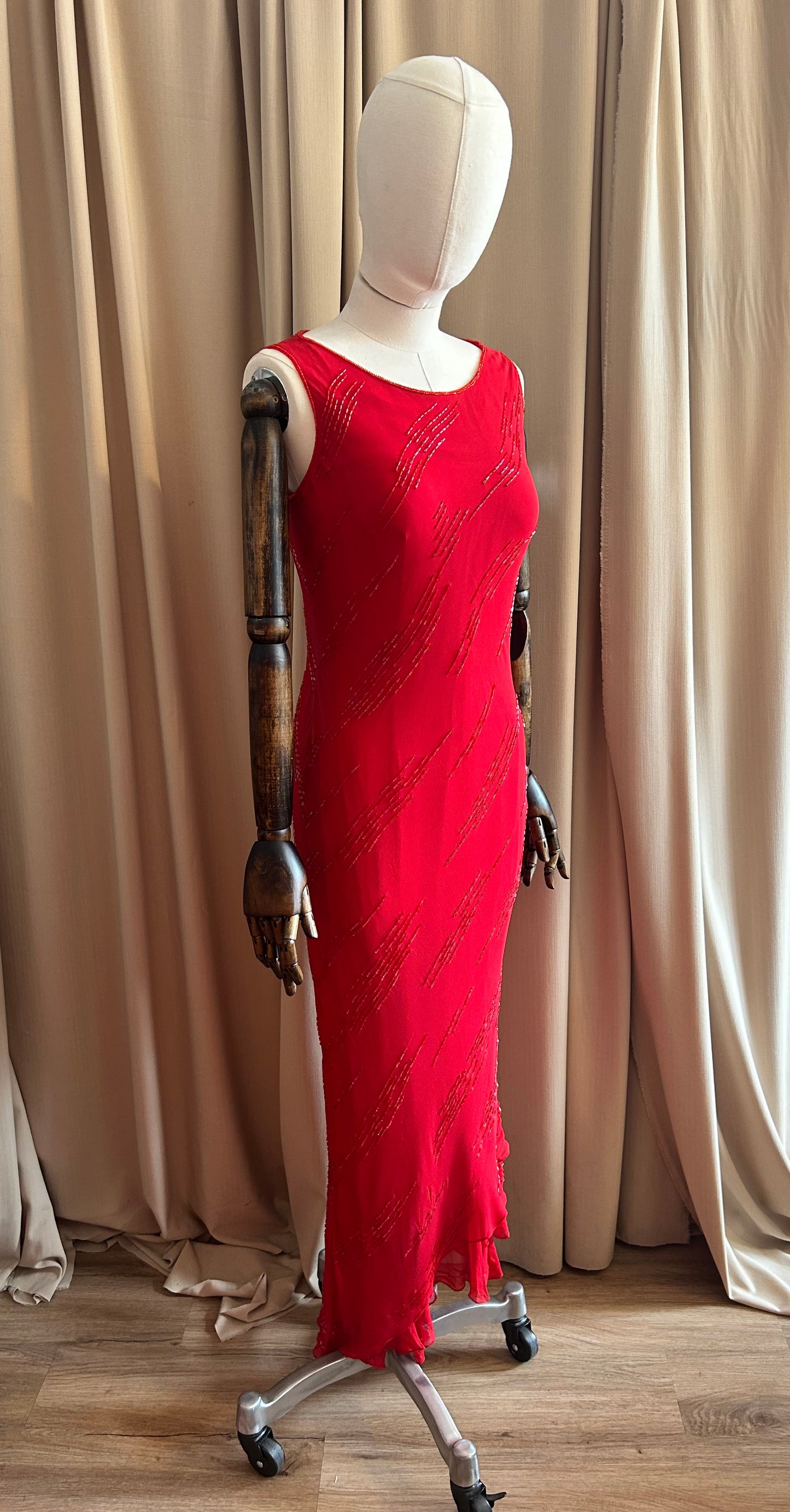 Silk Beaded Bias Gown
