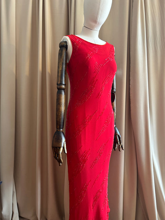 Silk Beaded Bias Gown