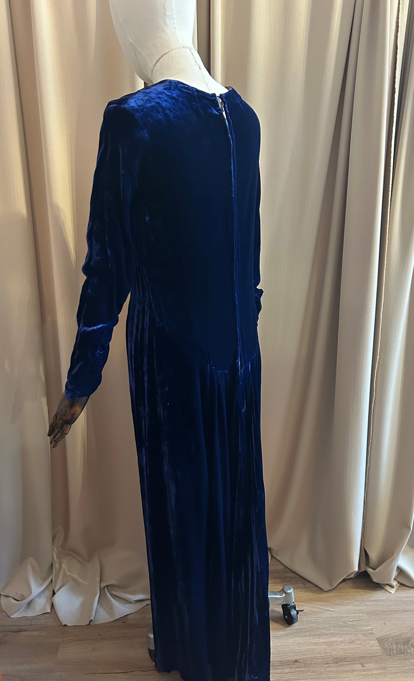 Blue Silk Velvet Gown