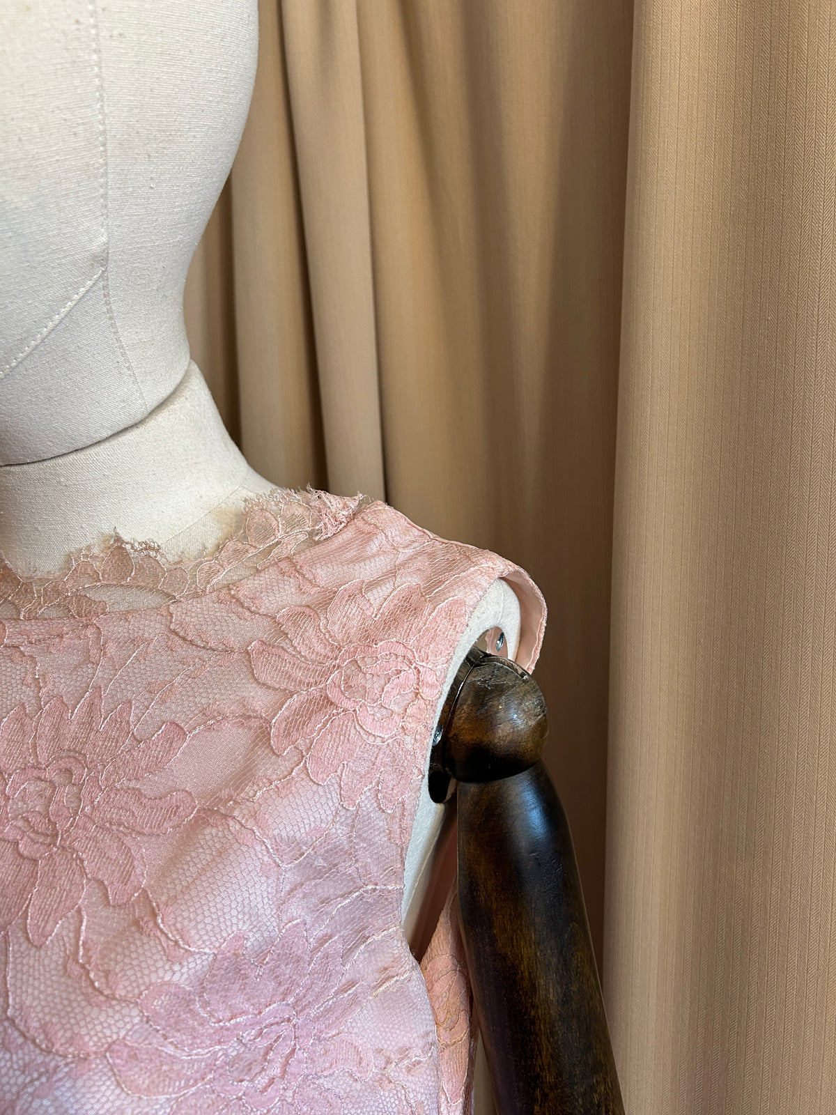 60s Baby Pink Lace Gown