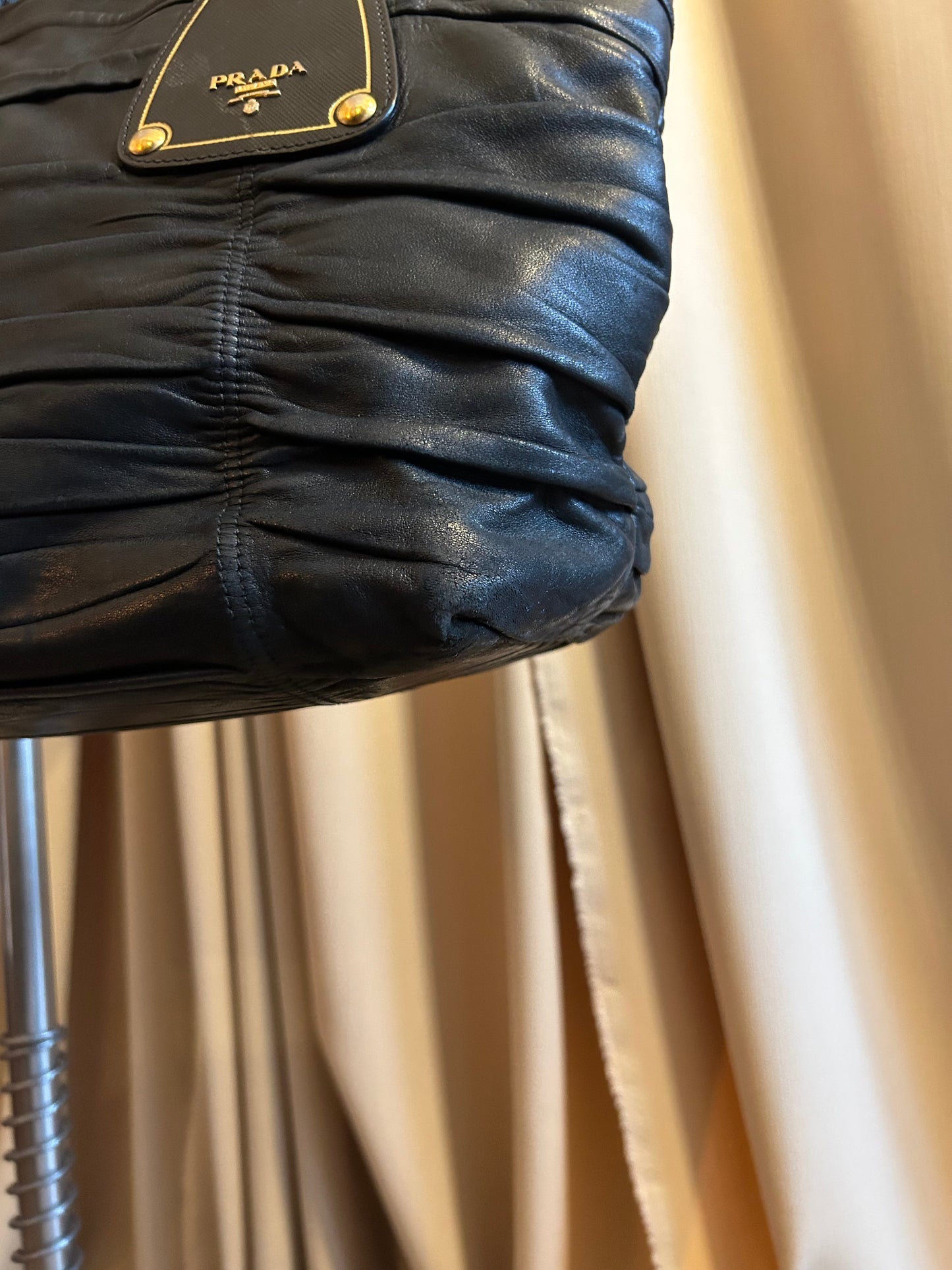 Prada Ruched Leather Tote