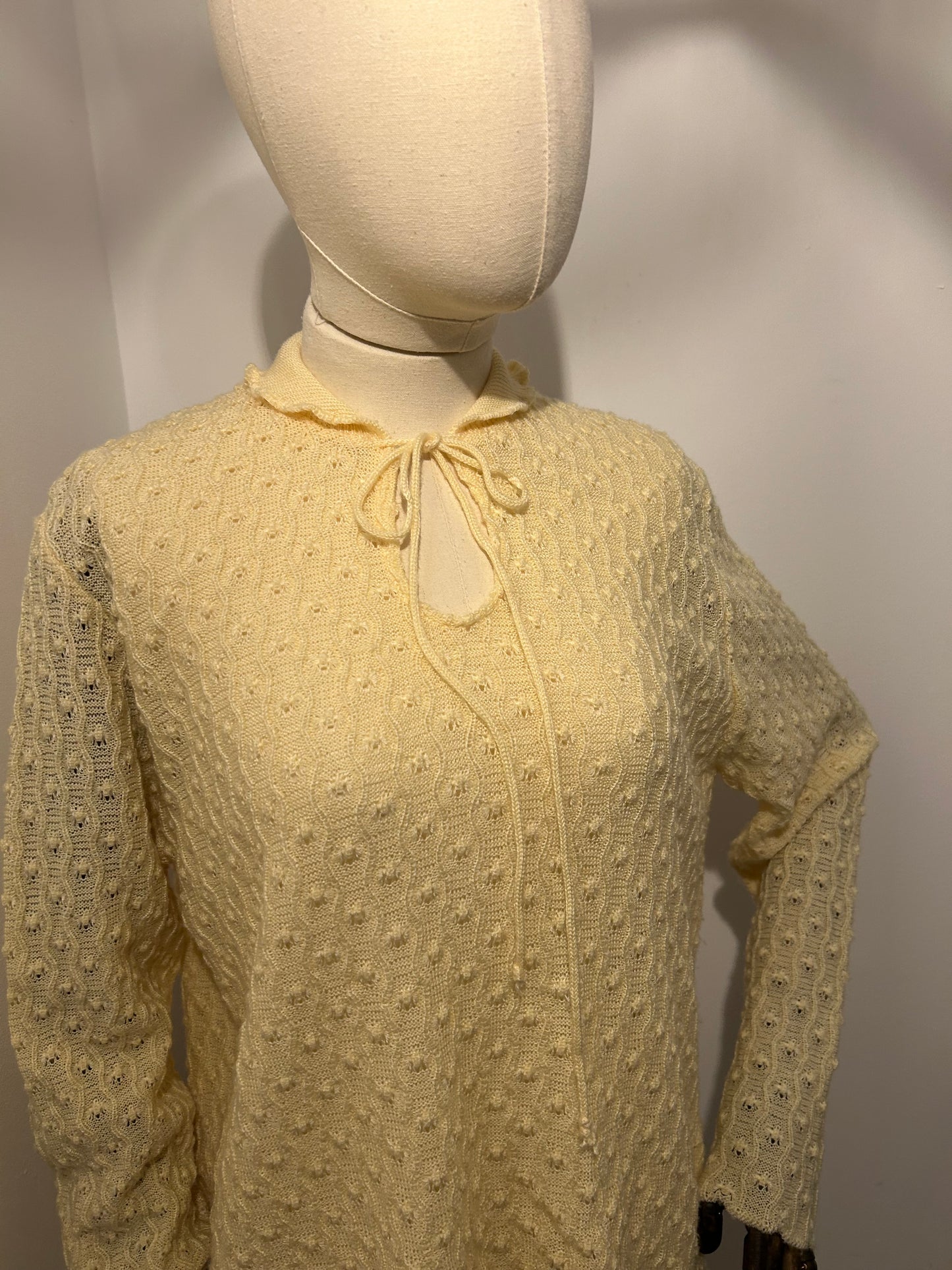 Lemon Knitted Tie Neck Jumper